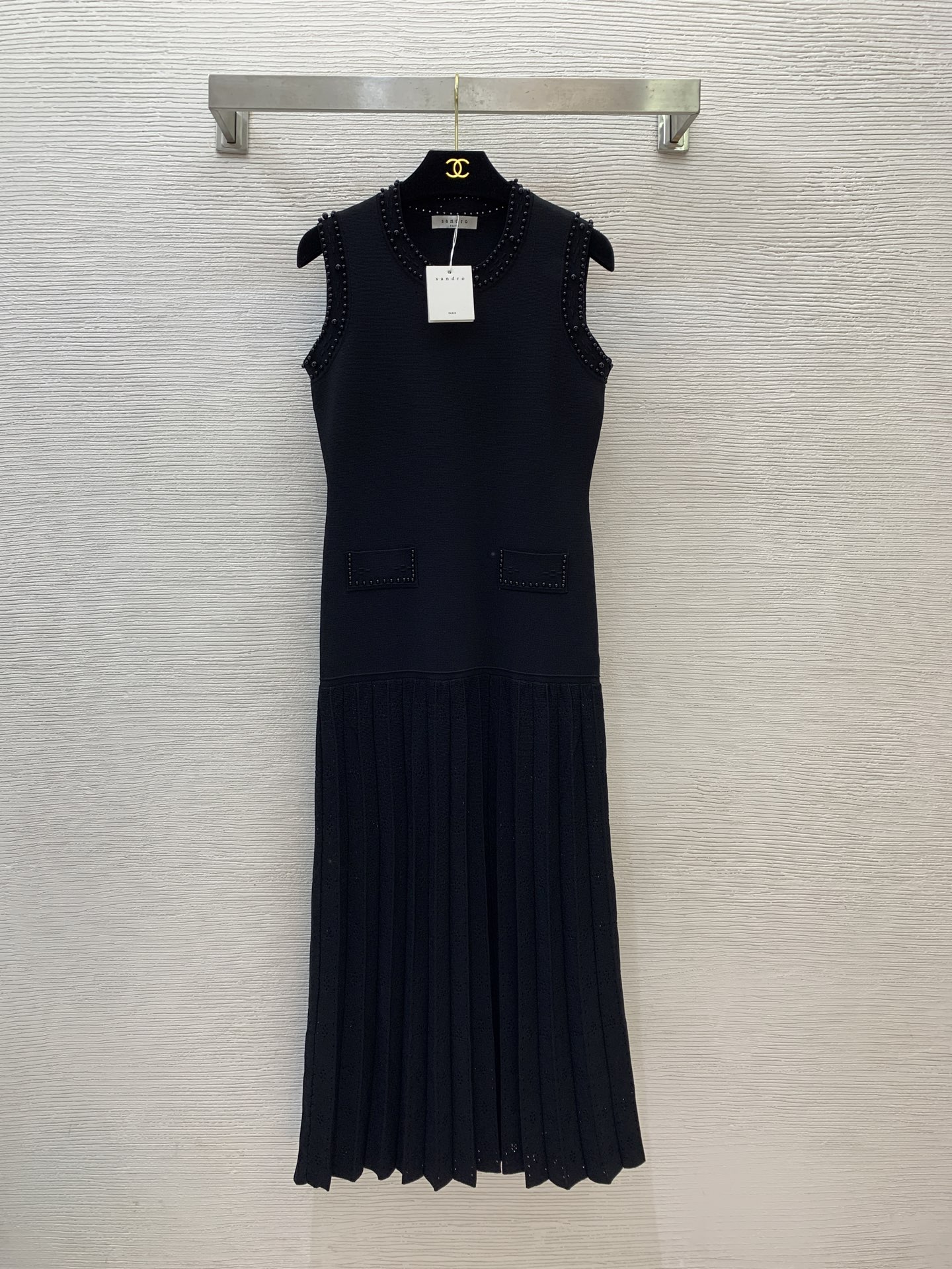 Sandro Knit Sleeveless Dress with Beaded Detail - Elegant & Slim Fit 2 i1747305682770 4592 0 0