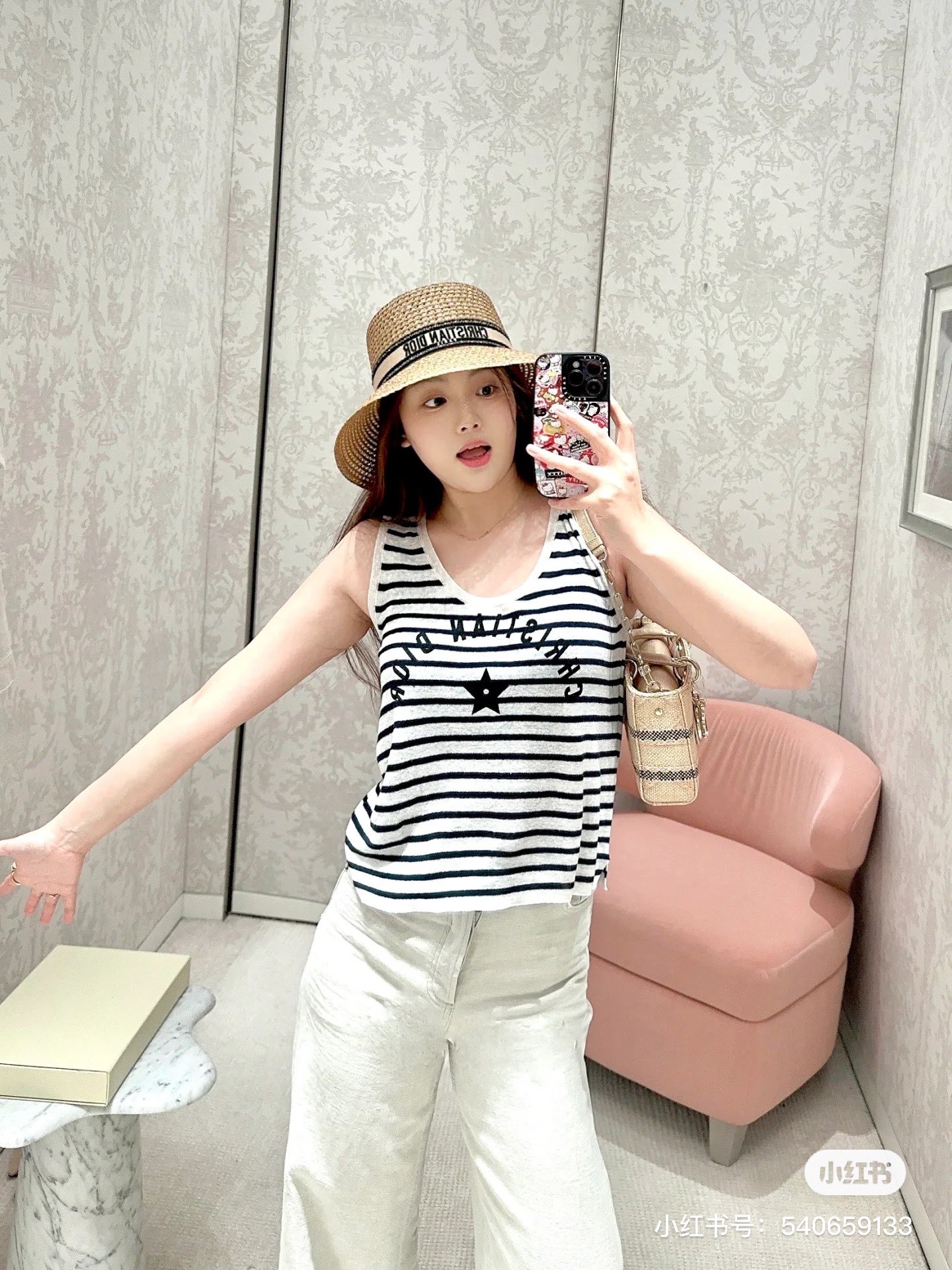 NO:334674,Model number D25051637 Dio* new summer style high-end custom Tennis Yarn Five-pointed Star Letter Logo Printed Striped Knitted Vest Top!  (M size bust 82, 55 length) hair, dior, alexander wang19860909款号D25051637 Dio*夏季新款 高端定制天丝纱线五角星字母logo印花条纹针织背心上衣！（M码胸围82,衣长55）发,,dior,alexander wang,Women's clothing