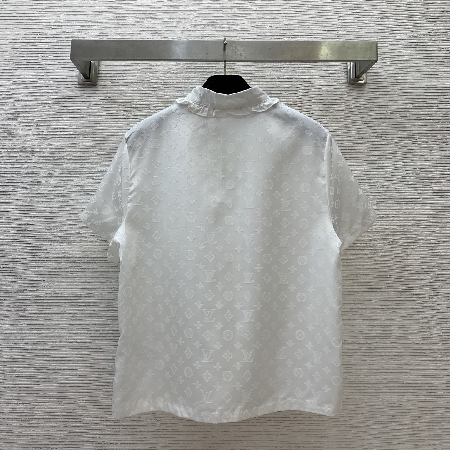 Louis Vuitton White Jacquard Ruffle Slim Fit Short Sleeve Top 8 i1747479965871 5962 0 5