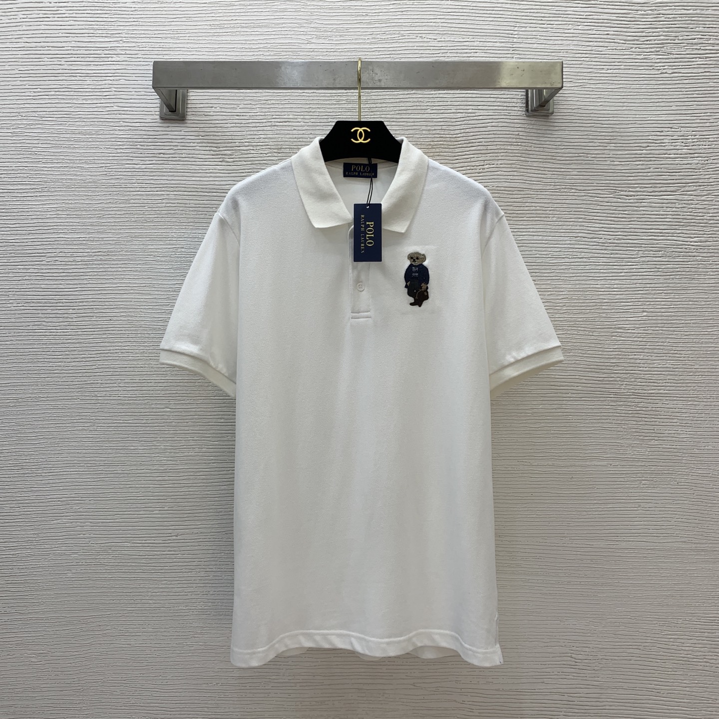 NO:425020,Model number G25061054 Men and women, Luff Lauren RL* new high-end customization, bear embroidered buckle, loose placket, short-sleeved Polo shirt T-shirt top!  Gray, beige, (M size bust 102, sleeve length 22, clothing length 70) hair, T-shirt,tees, t-shirt,alexander wang19860909款号G25061054 男女同款拉夫劳伦RL*新款高端定制 胸前小熊刺绣系扣门襟宽松显瘦短袖Polo衫t恤上衣！灰色、米白色、（M码胸围102,袖长22,衣长70）发,,T-shirt,tees，t-shirt,alexander wang,Women's clothing