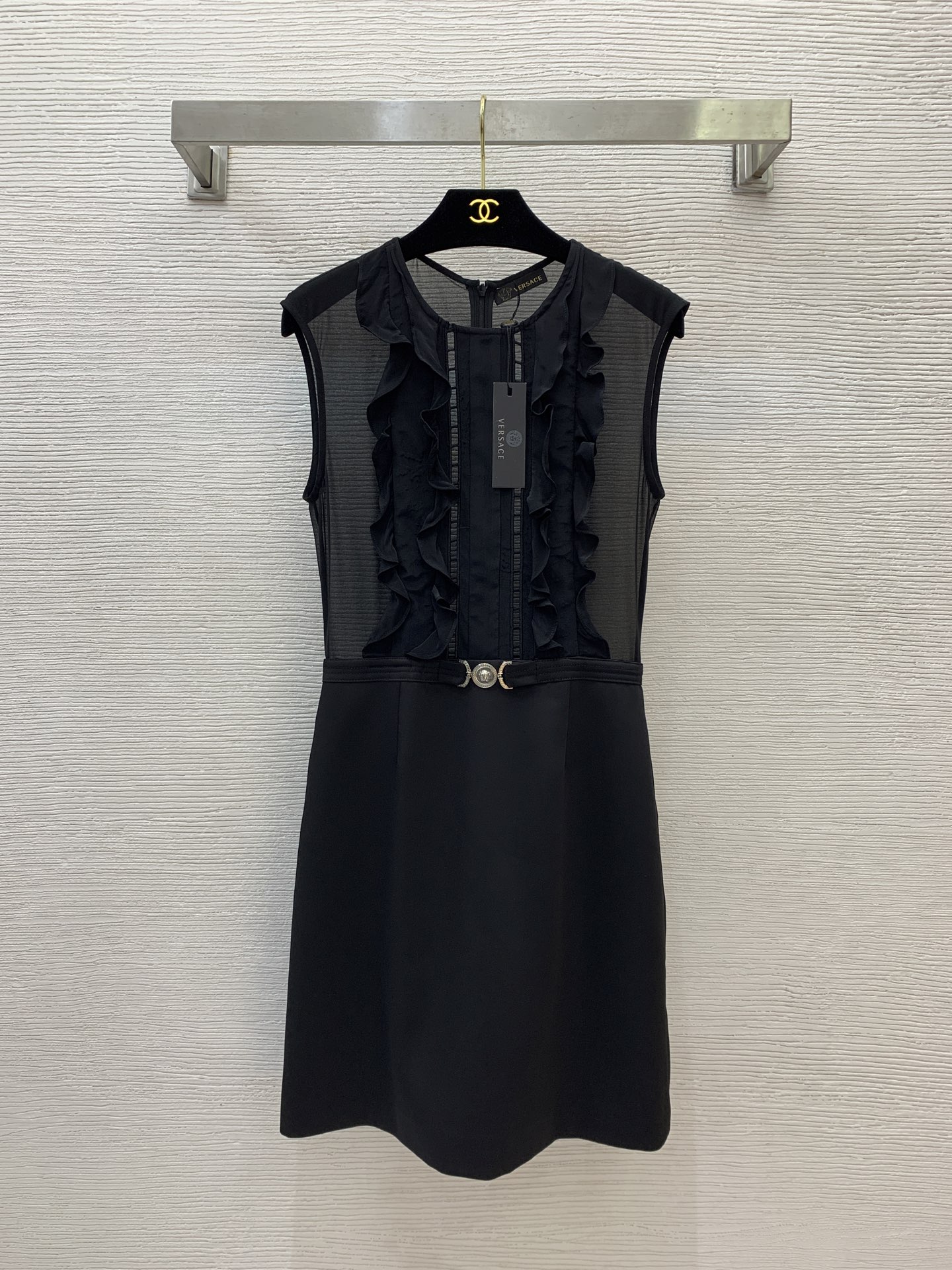 Versace Black Sleeveless Mesh Panel Bodycon Mini Dress 2 i1749447644845 3889 0 0