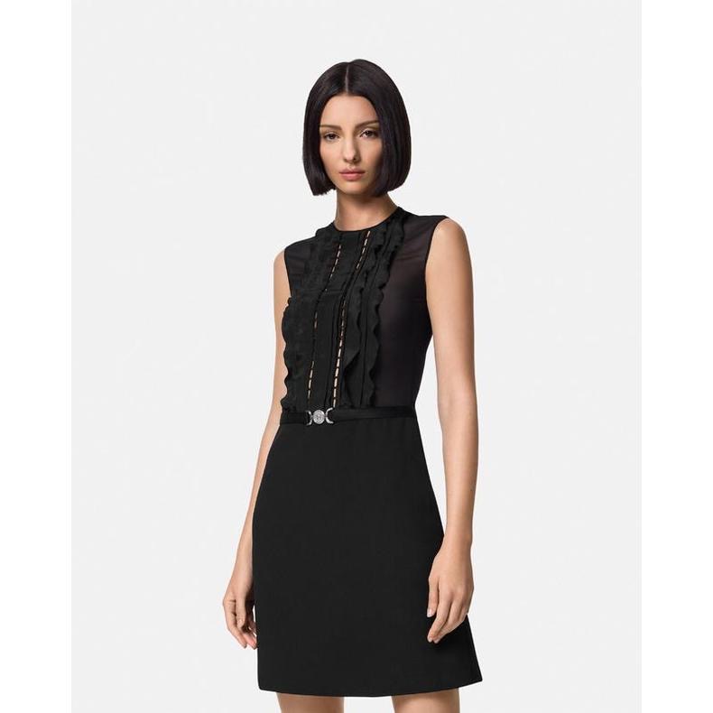 NO:427447,Model number D25061375 VERSAC* newest high-end custom sexy perspective mesh spliced ​​wood earrings slim fit and sleeveless vest dress!  Black, (Size bust 82, waist 64, skirt length 89) hair, versace, skirts, alexander wang19860909款号D25061375 VERSAC*新款 高端定制性感透视网纱拼接木耳边修身显瘦无袖背心连衣裙！黑色,（S码胸围82,腰围64,裙长89）发,,versace,skirts,alexander wang,Women's clothing