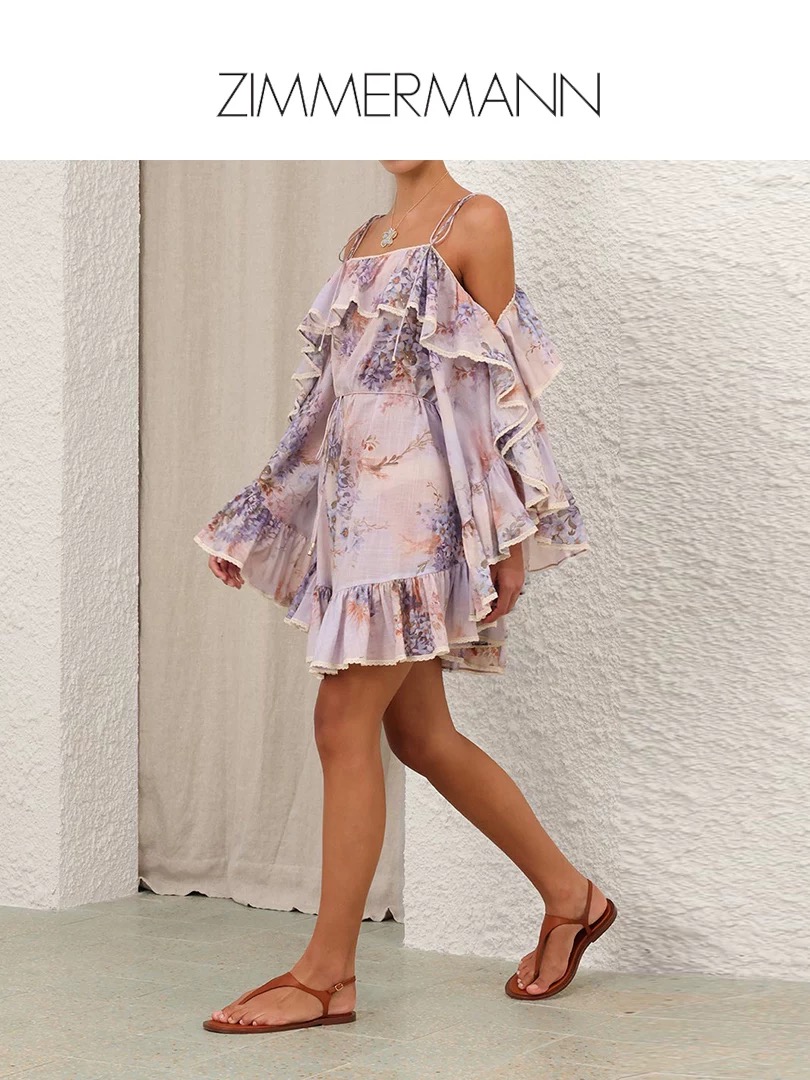 NO:435495,Model number G25062627 ZIMMERMAN*Zimmerman Australian brand High-end custom cotton-linen blend fabric, resort style fashionable printed lace ruffled spliced ​​loose versatile suspender dress with belt!  1.2.3.4/SMLXL (2-size bust looser than 100, total length 82) hair, skirts, alexander wang19860909款号G25062627 ZIMMERMAN*兹默曼澳洲品牌 高端定制棉麻混纺面料、度假风时尚印花蕾丝荷叶边拼接宽松百搭吊带连衣裙配有腰带！1.2.3.4/SMLXL（2码胸围宽松100以上,总长度82）发,,skirts,alexander wang,Women's clothing