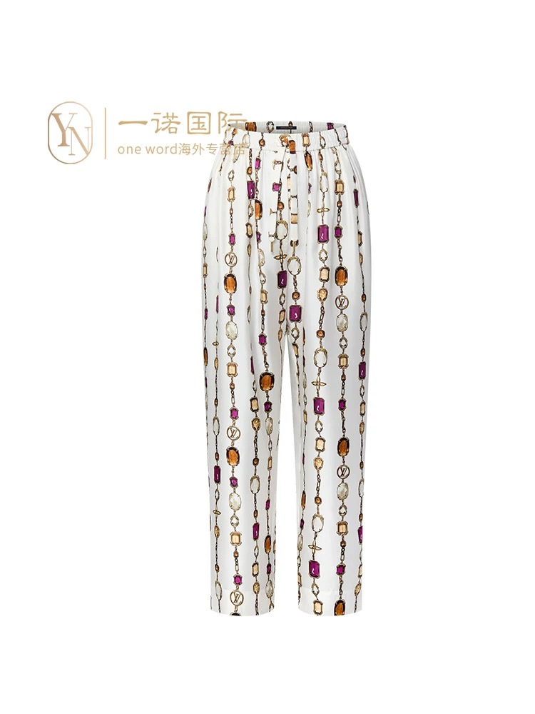 NO:446183,Model number D25071587 LOUID*Dujia LV new style, full body gem chain printed loose and fashionable elastic waist wide-leg pants!  (M size waist circumference 66 elastic, hip circumference 100, pants length 108) pants, louis vuitton, louis vuitton, louis vuitton, louis vuitton, alexander wang19860909款号D25071587 LOUID*驴家LV新款 通体宝石链条印花宽松时尚松紧腰阔腿裤长裤！（M码腰围66松紧,臀围100,裤长108）裤子,,louis vuitton,louis vuitton,louis vuitton,louis vuitton,alexander wang,Women's clothing