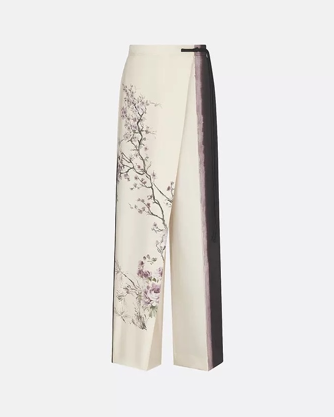 NO:450462,Model number D25071988 Dio* new ink and wash branch printed Chinese style new Chinese style buckle ribbon one-piece fence asymmetrical design high waist slimming wide-leg pants!  (M size waist circumference 68, hip circumference 96, pants length 105) hair, dior, alexander wang19860909款号D25071988 Dio*新款水墨花枝印花国风新中式盘扣飘带一片式围挡不对称设计高腰显瘦阔腿裤长裤！（M码腰围68,臀围96,裤长105）发,,dior,alexander wang,Women's clothing