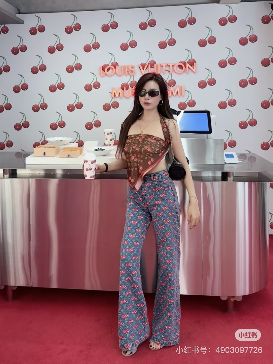 NO:451754,Model number G25072156 LOUIS*Dujia LV new model high-end custom classic presbyterian letter logo cherry printed zipper placket medium high waist wide-leg jeans and trousers!  (M size waist circumference 70 without elasticity, trousers length 105) hair, louis vuitton, louis vuitton, louis vuitton, louis vuitton, jeans, alexander wang19860909款号G25072156 LOUIS*驴家LV新款 高端定制经典老花字母logo樱桃印花拉链门襟中高腰阔腿牛仔裤长裤！（M码腰围70无弹,裤长105）发,,louis vuitton,louis vuitton,louis vuitton,louis vuitton,jeans,alexander wang,Women's clothing