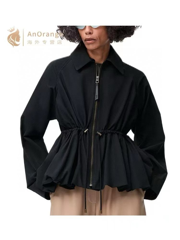 NO:453832,Model number D25072442 LOEW* new autumn and winter style new fashionable simple leather spliced ​​zipper placket drawstring waist bud hem design doll collar long sleeve jacket top!  Military green, black, (M size bust 110, rotator sleeve length 76, 63) hair, loewe, jackets & coats, alexander wang19860909款号D25072442 LOEW*秋冬新款上新时尚简约皮革拼接拉链门襟抽绳收腰花苞下摆设计娃娃领长袖外套上衣！军绿色、黑色、（M码胸围110,连肩袖长76,衣长63）发,,loewe,jackets & coats,alexander wang,Women's clothing