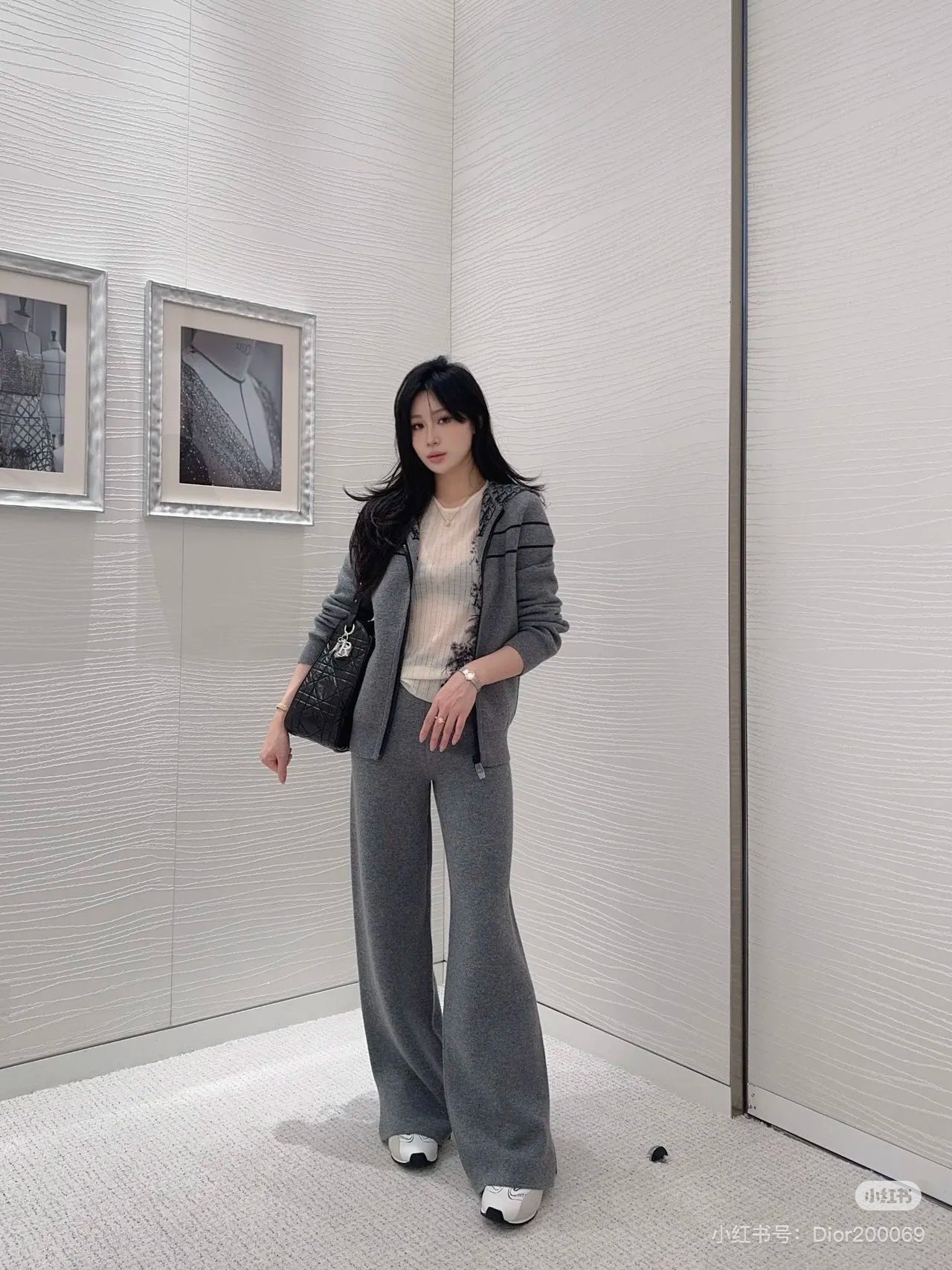 NO:457830,Model number G25073028 Double-sided wearable Dio* new high-end customization cashmere blended yarn fabric, classic presbyterian letter printing slim fit and slim wide-leg pants knitted pants!  Gray, 36.38.40 (38 size waist 70 elastic elasticity, hip circumference 104, trouser length 100, dior, alexander wang19860909款号G25073028 双面可穿Dio*新款高端定制 山羊绒混纺纱线面料、经典老花字母印花修身显瘦阔腿裤针织裤！灰色,36.38.40（38码腰围70松紧弹力,臀围104,裤长100,,dior,alexander wang,Women's clothing