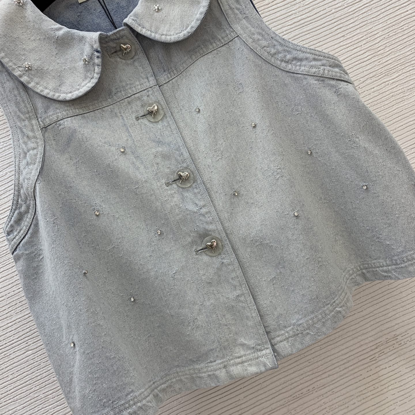 Miu Miu Denim Set: Beaded Embellished Sleeveless Top & High-Waist Shorts 4 i1756236236517 341 0 2