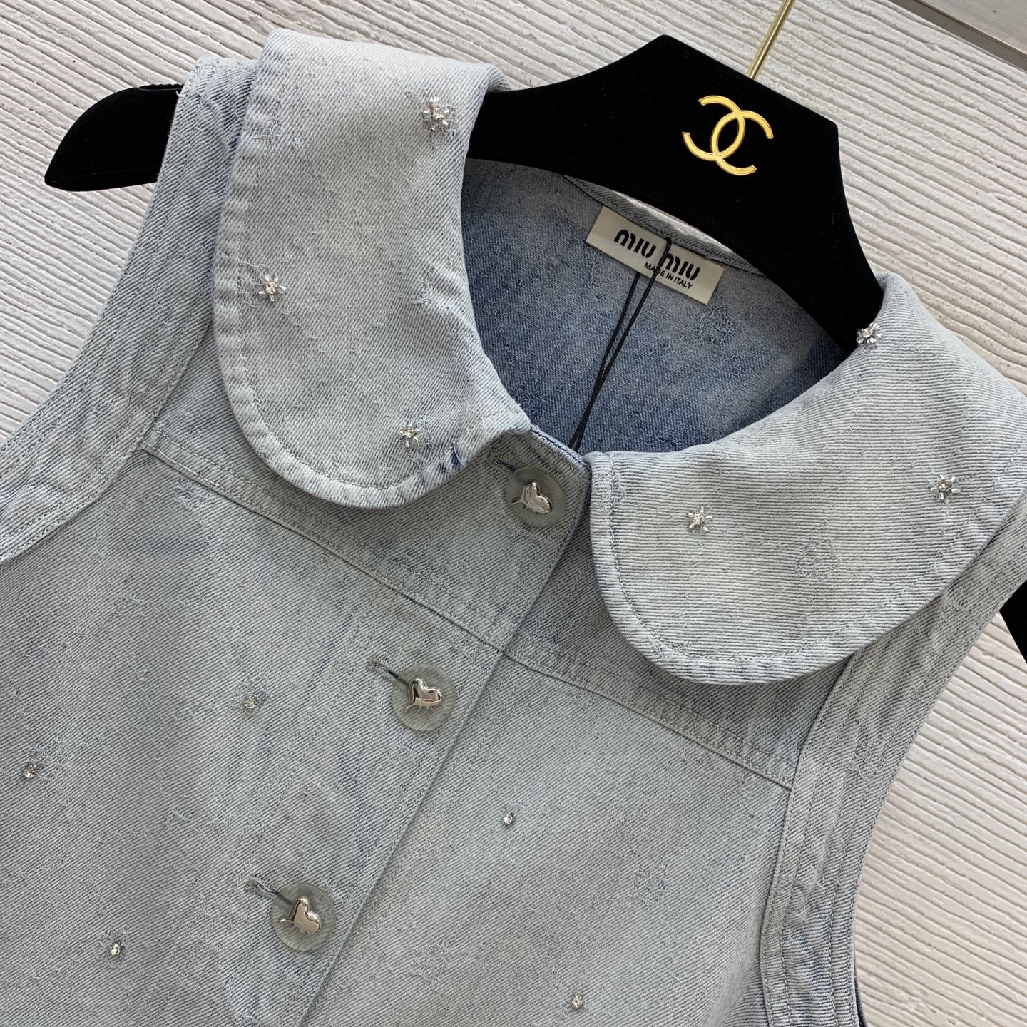 Miu Miu Denim Set: Beaded Embellished Sleeveless Top & High-Waist Shorts 3 i1756236237529 5539 0 1