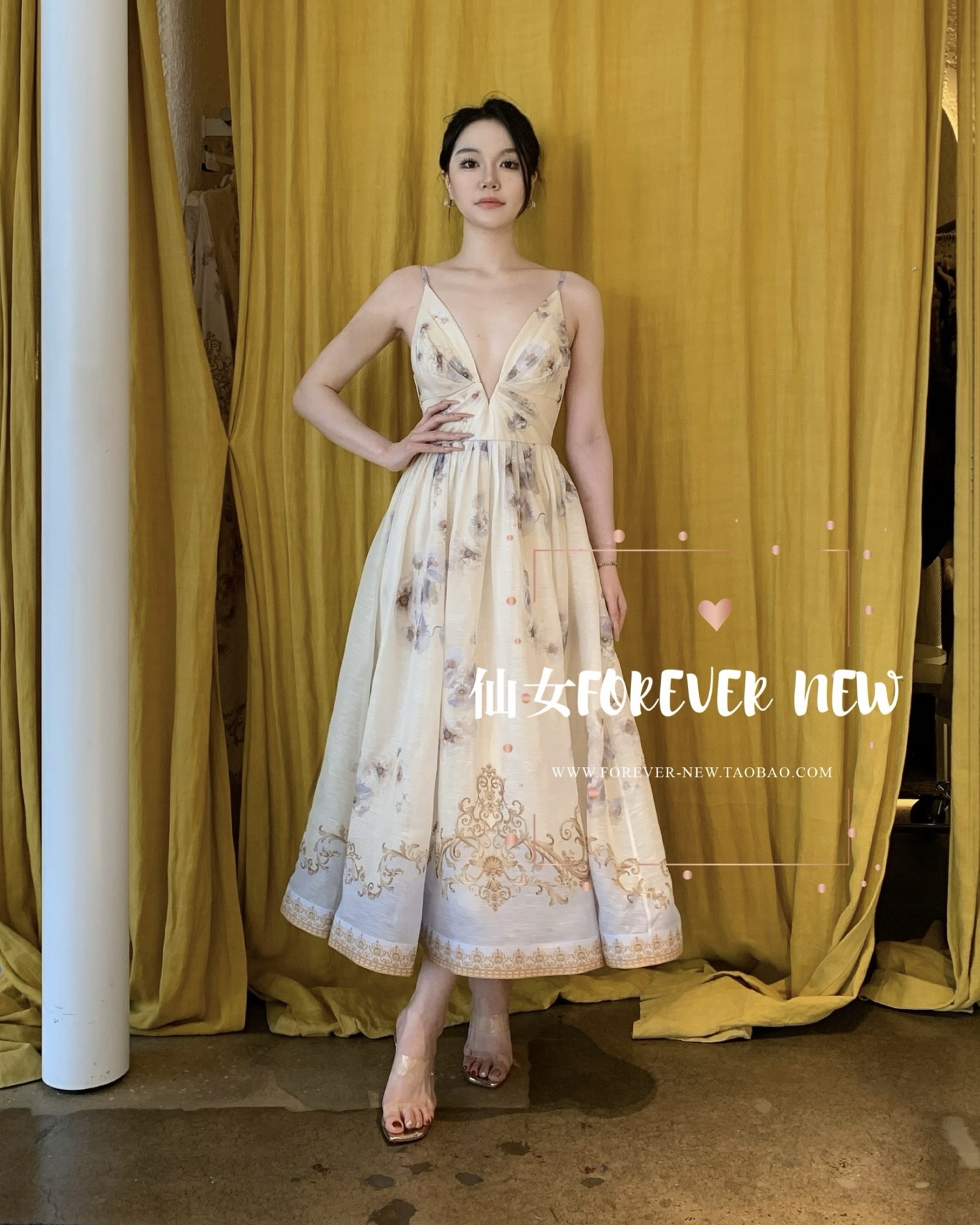 NO:475564,Model number G25082758 ZIMMERMA*N high-end customization of Australian brand light purple flowers retro print, fashionable and sexy deep V-neck waist-hugging slim big skirt hem suspender dress!  1.2.3.4/SMLXL (2 size bust 80~88 back elastic, high waist 72, skirt length 122 without shoulder straps), skirts, alexander wang19860909款号G25082758 ZIMMERMA*N兹默曼澳洲品牌高端定制 浅紫色花朵复古印花、时尚性感深V领收腰显瘦大裙摆吊带连衣裙！1.2.3.4/SMLXL（2码胸围80～88后背松紧,高腰围72,裙长122不含肩带）,,skirts,alexander wang,Women's clothing