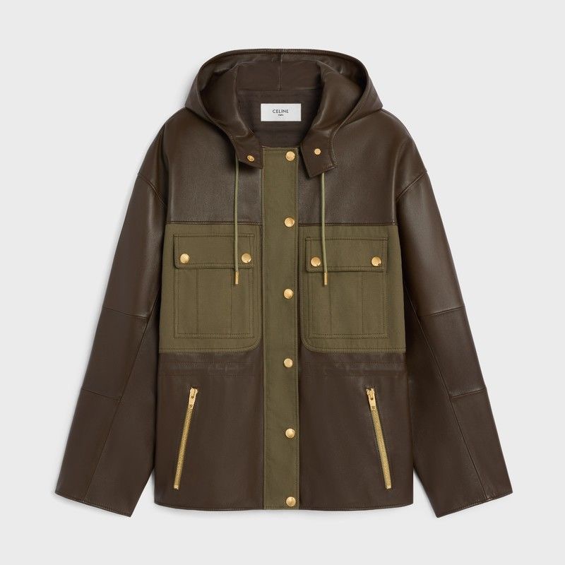 NO:489294,Model number G25090655 Celin* new style, fashionable and handsome workwear style large pocket splicing simulation small sheep leather, original letter logo hardware accessories inner drawstring design loose and versatile hooded leather jacket!  Military green, (M size shoulder width 56, bust 120, sleeve length 55, clothing length 70) hair, celine, jackets & coats, sheepskin, hats, alexander wang19860909款号G25090655 Celin*新款 时尚帅气工装风大口袋拼接仿真小绵羊皮革、原版字母logo五金配件内里抽绳设计宽松百搭连帽皮革外套！军绿色,（M码肩宽56,胸围120,袖长55,衣长70）发,,celine,jackets & coats,sheepskin,hats,alexander wang,Women's clothing