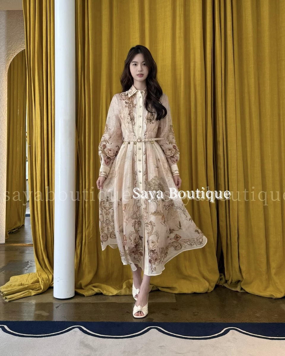 NO:534923,Model number G25092734 ZIMMERMA*N ZIMMERMA Australia brand high-end custom flower retro printed front buckle lapel long sleeve waist slim long dress solid color inner with high elastic suspender base skirt with belt!  1.2.3.4/SMLXL (2 size shoulder width 36, bust 92, waist 76, sleeve length 60, skirt length 132; inner bust 88 high elasticity, length 95 without shoulder straps) hair, skirts, alexander wang19860909款号G25092734 ZIMMERMA*N兹默曼澳洲品牌 高端定制花朵复古印花前排系扣翻领长袖收腰显瘦长款连衣裙纯色内搭高弹力吊带打底裙配腰带！1.2.3.4/SMLXL（2码肩宽36,胸围92,腰围76,袖长60,裙长132；内搭胸围88高弹力,长度95不含肩带）发,,skirts,alexander wang,Women's clothing