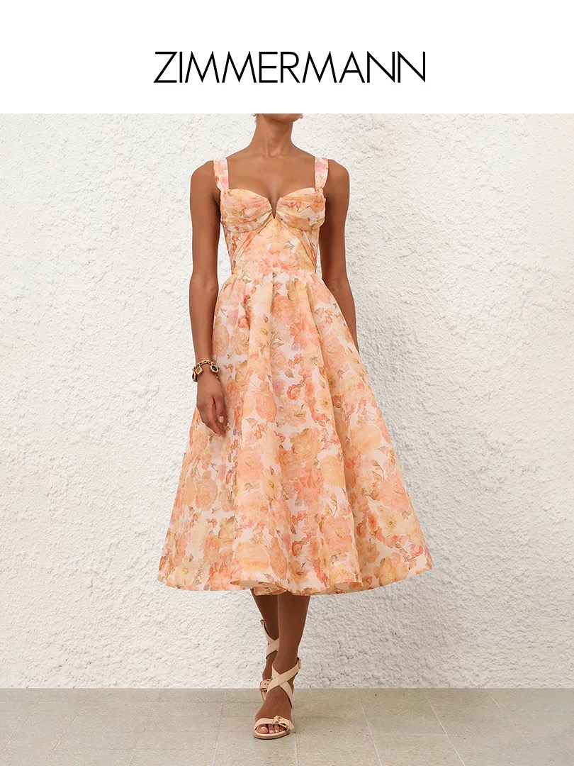 NO:579517,Model No. G25110758 ZIMMERMA*N Australian brand, high-end customized floral print, holiday style ladylike V-neckline design, pleated puffy large skirt, patchwork waist-slimming long suspender dress!  Yellow, purple, 1.2.3.4/SMLXL (size 2, bust 82~88, elastic back, waist 76, skirt length 126) hair,,skirts,alexander wang19860909款号G25110758 ZIMMERMA*N兹默曼澳洲品牌 高端定制花卉印花、度假风气质淑女V字领口设计压褶蓬蓬大裙摆拼接收腰显瘦长款吊带连衣裙！黄色、紫色、1.2.3.4/SMLXL（2码胸围82～88后背松紧松紧,腰围76,裙长126）发,,skirts,alexander wang,Women's clothing