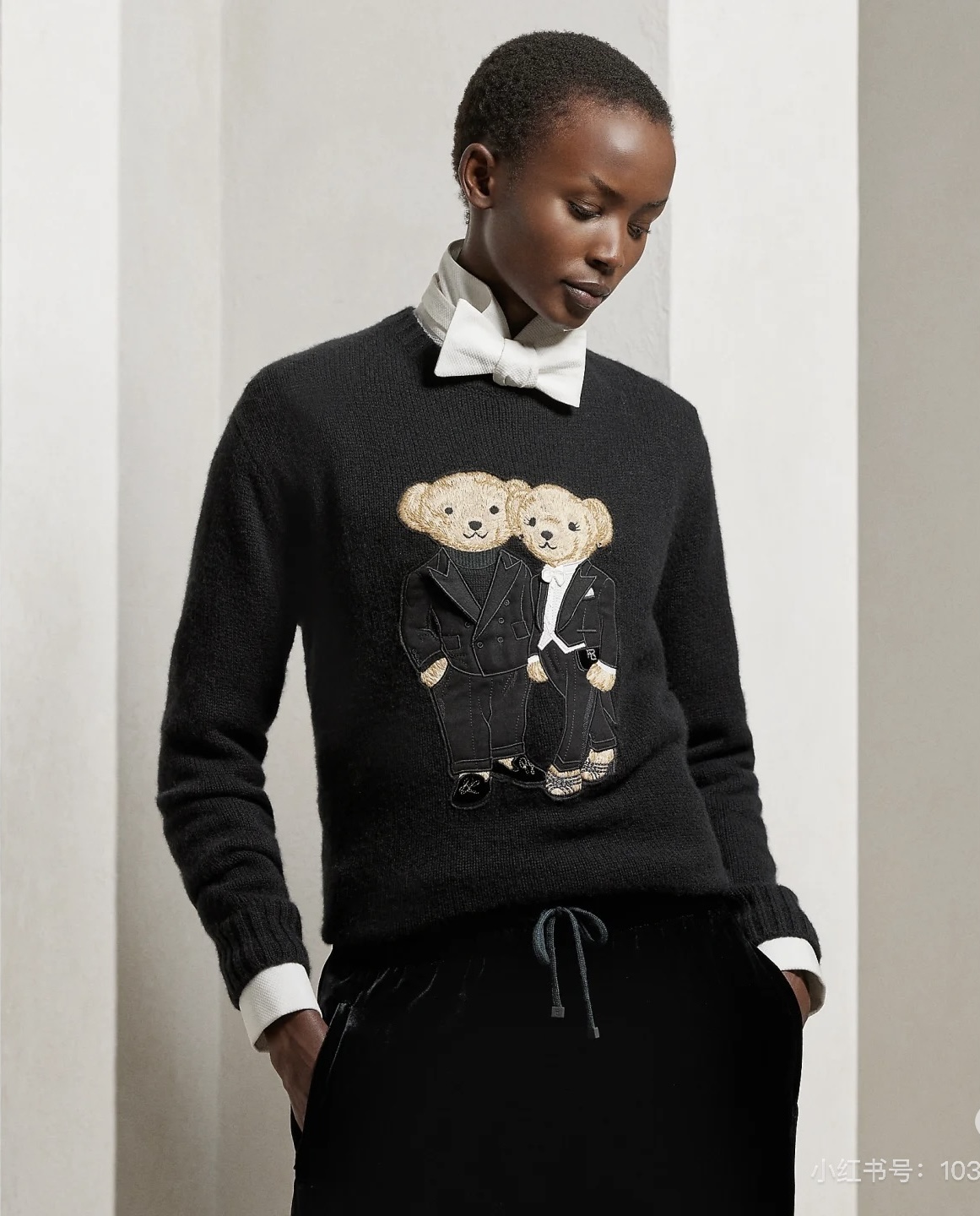 NO:588407,Style No. D25110847 Ralph Lauren RL* new high-end customized wool blended yarn fabric, suit gentleman tuxedo embroidered bear RL logo decorated round neck pullover long-sleeved sweater top!  Black, (M size shoulder width 37, chest 88, sleeve length 60, dress length 60) hair, business suit, alexander wang19860909款号D25110847 拉夫劳伦RL*新款上新高端定制羊毛混纺纱线面料、西装绅士燕尾礼服刺绣小熊RL徽标装饰圆领套头长袖针织衫上衣！黑色,（M码肩宽37,胸围88,袖长60,衣长60）发,,business suit,alexander wang,Women's clothing