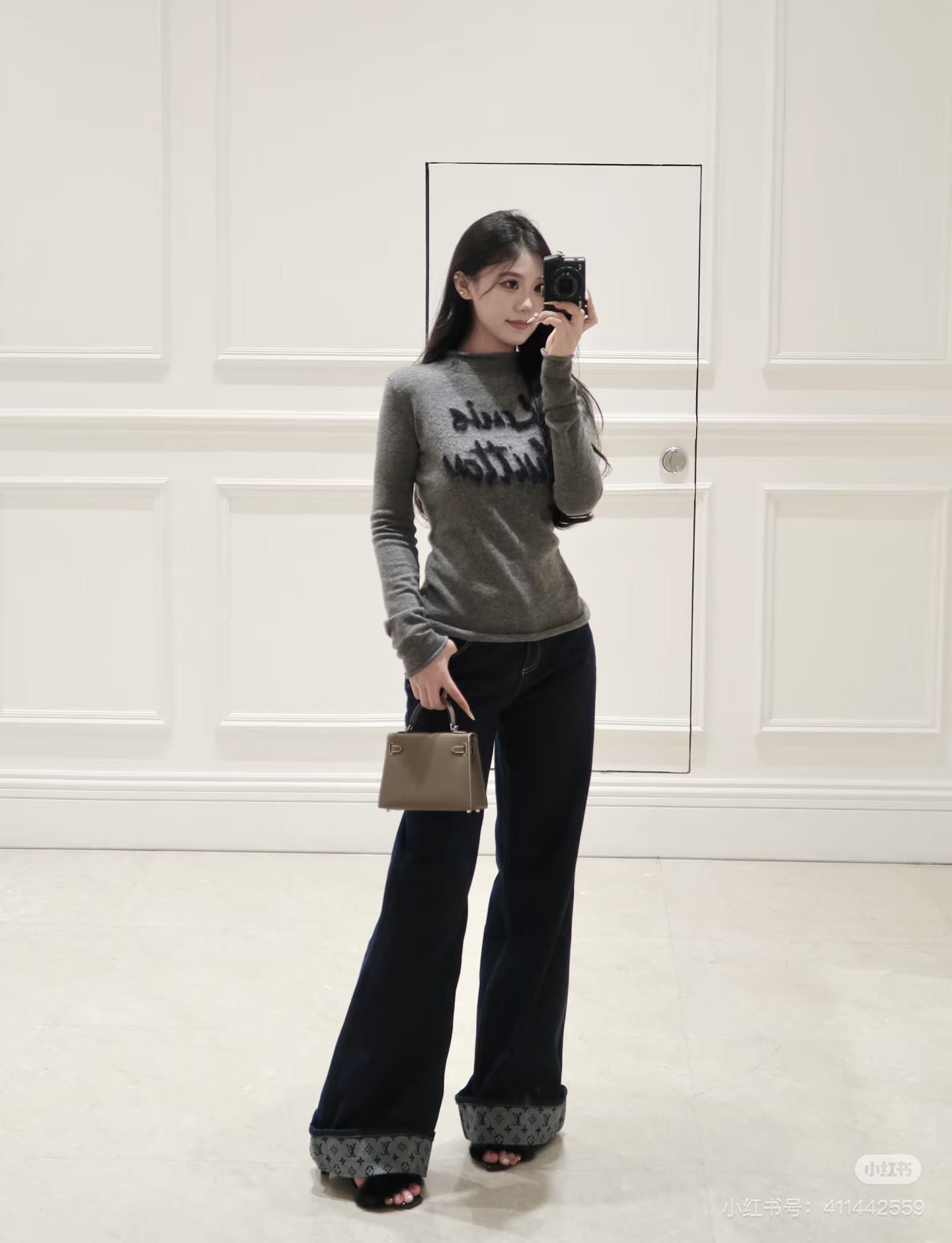 款号G LOUIS*驴家LV新款 高端定制100%羊毛纱线面料、字母logo提花拉毛工艺卷边设计修身显瘦
