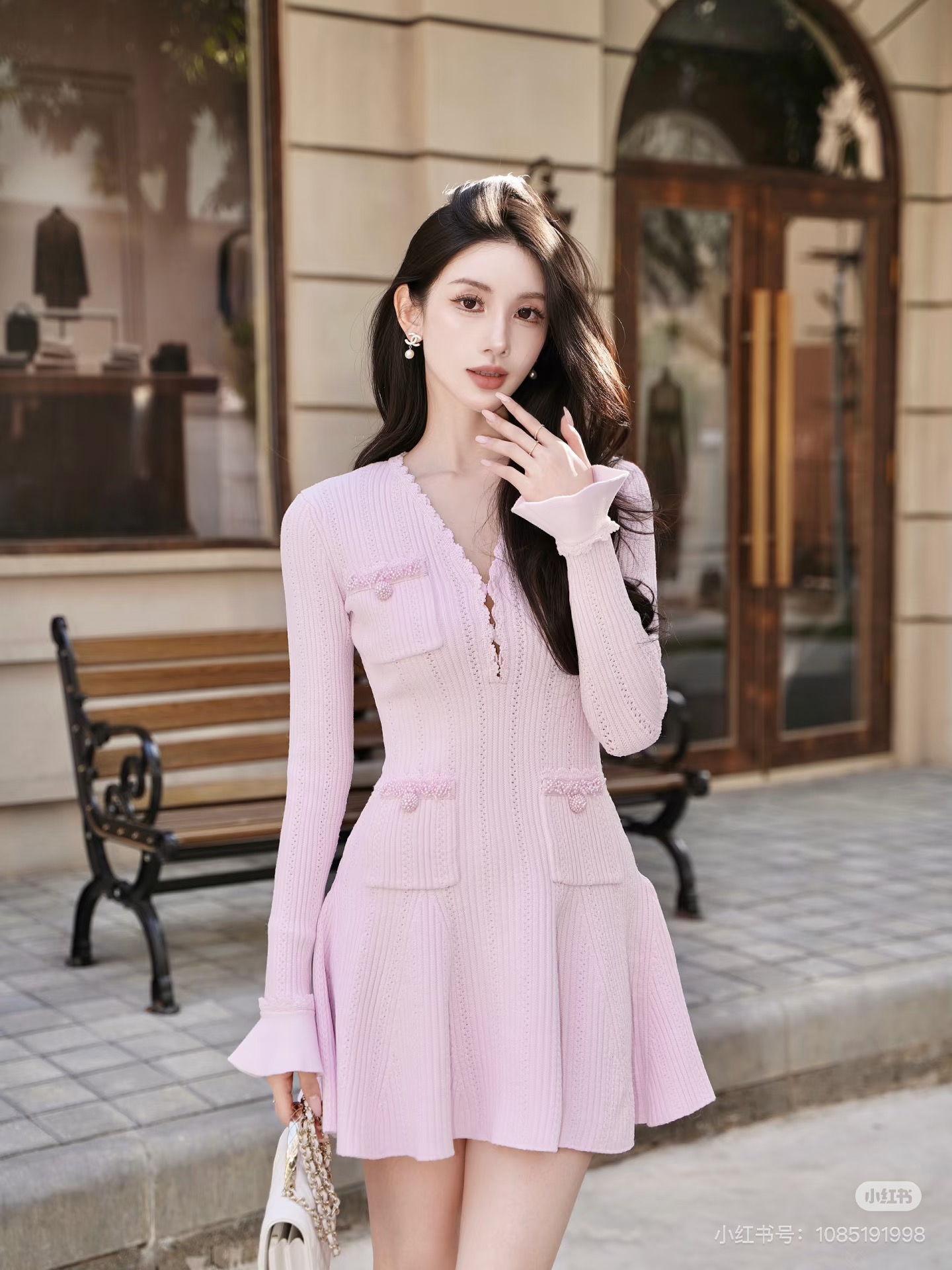 NO:685547,Model No. D25122543 Self-portrai* new model SP home custom-made heavy bead decoration half-platform buttoned stand-up collar bell sleeves slimming slim mid-length knitted dress!  Blue, pink, black, (M size bust 64 with elasticity, waist 54 with elasticity, sleeve length 63, skirt length 89) hair,,skirts,19860909款号D25122543 Self-portrai*新款 SP家定制重工珠珠装饰半开襟系扣立领喇叭袖修身显瘦中长款针织连衣裙！蓝色、粉色、黑色、（M码胸围64可弹力,腰围54可弹力,袖长63,裙长89）发,,skirts,,Women's clothing