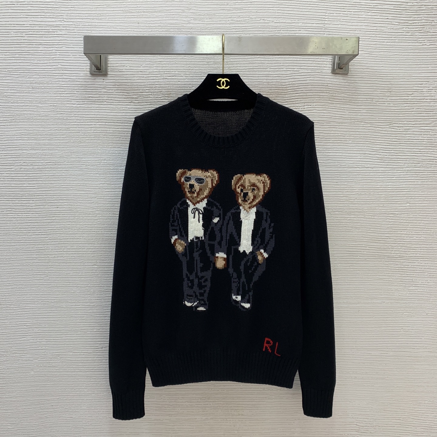 款号D Ralph Laure*拉夫家RL新款 绅士礼服双人小熊图案RL字母徽标时尚百搭圆领套头长袖针织