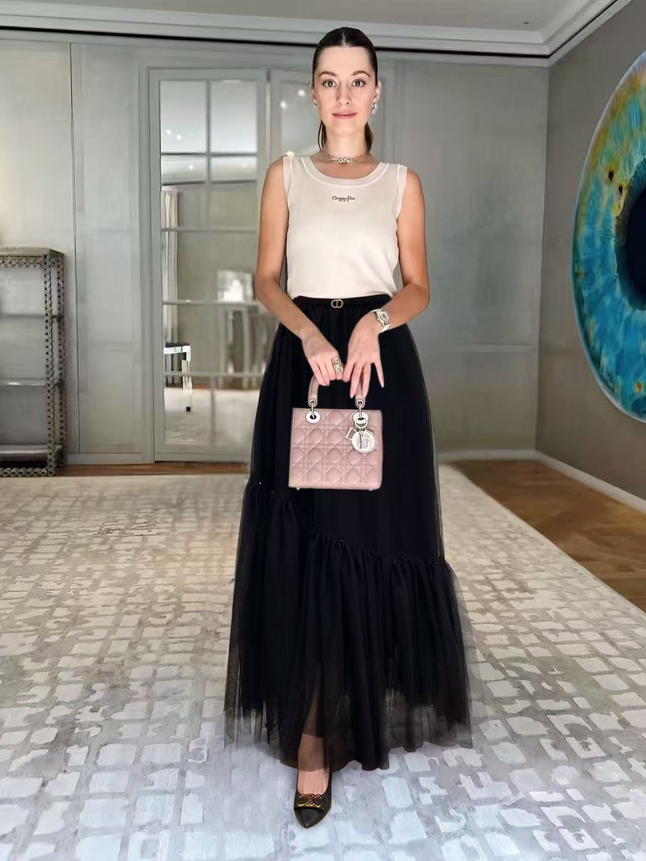 NO:689421,Style No. G26010352 *New model High-end customized hand-beaded classic CD hardware accessories decoration, simple and fashionable long mesh skirt!  ---(M size waist 62~70 with elasticity, skirt length 95), Dior-clothing, dior, skirts,19860909款号G26010352 *新款 高端定制手工串珠经典CD五金配件装饰、简约时尚气质长款网纱半身裙！---（M码腰围62～70可弹力,裙长95）,迪奥-服装,dior,skirts,,Women's clothing