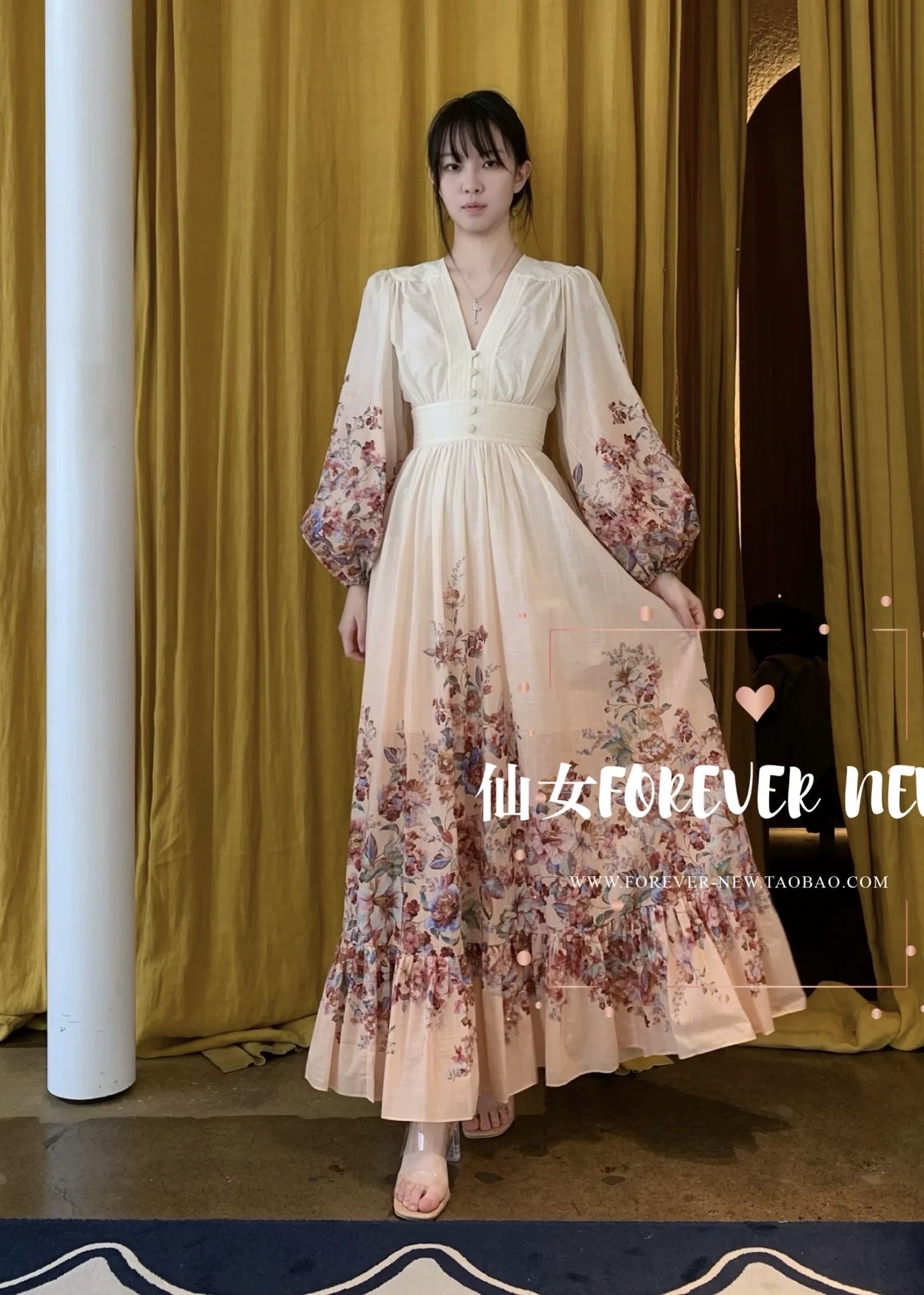 NO:696123,Style No. G10546 ZIMMERMA*N Zimmerman Australian brand high-end customized cotton and linen blended fabric, early spring new flower and green leaf print half-breasted open placket V-neck waist slimming lantern sleeves large skirt long-sleeved dress!  1.2.3.4/SMLXL (size 2, bust 86~90, waist 70, sleeve length 60, skirt length 141; inner bust 72~90, length 88 excluding shoulder straps) hair,,skirts,19860909款号G10546 ZIMMERMA*N兹默曼澳洲品牌 高端定制棉麻混纺面料、早春新款花朵绿叶印花半排扣开襟V领收腰显瘦灯笼袖大裙摆长袖连衣裙！1.2.3.4/SMLXL（2码胸围86～90,腰围70,袖长60,裙长141；内搭胸围72～90,长度88不含肩带）发,,skirts,,Women's clothing