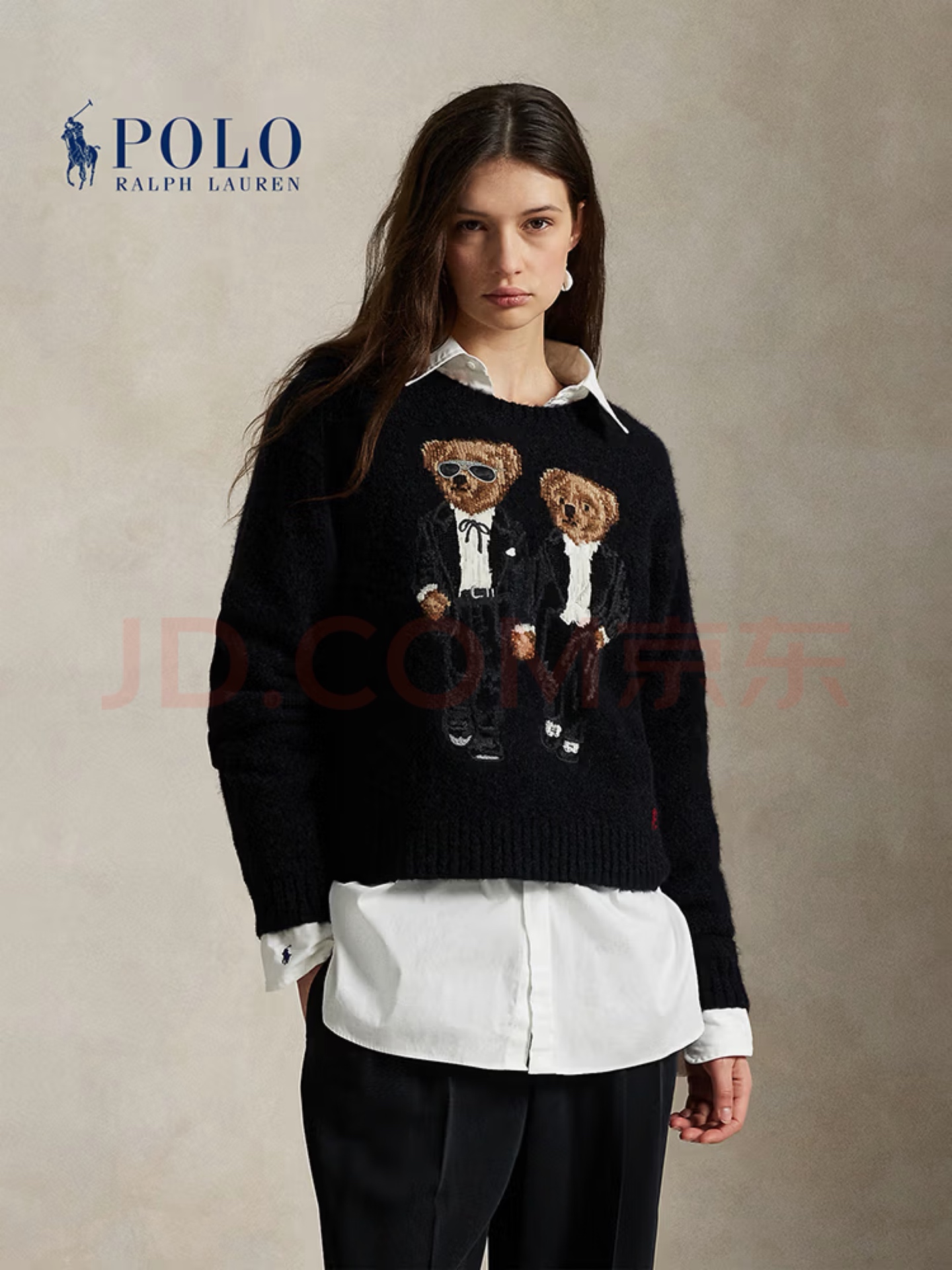 NO:697015,Style number D26010647 Ralph Laure*Raff's RL new style gentleman's dress double bear pattern RL letter logo fashionable and versatile round neck pullover long-sleeved sweater top!  Black, (M size shoulder width 38, bust 88, sleeve length 62, dress length 59) hair, loro piana,19860909款号D26010647 Ralph Laure*拉夫家RL新款 绅士礼服双人小熊图案RL字母徽标时尚百搭圆领套头长袖针织衫上衣！黑色,（M码肩宽38,胸围88,袖长62,衣长59）发,,loro piana,,Women's clothing