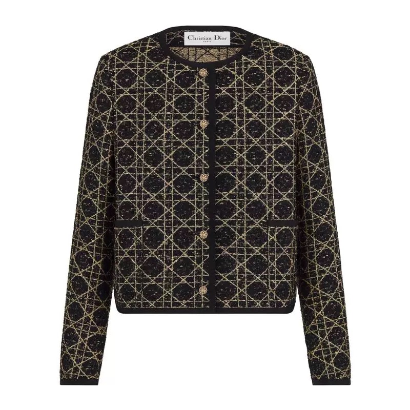 NO:716480,Model No. G26010838 Dio* 2026 early spring new D family high-end customized Xiaoxiangfengteng plaid woolen fabric, CD letter diamond buckle webbing edge round neck long-sleeved short jacket top!  Gold black, off-white, 36-38-40-42 (size 38 shoulder width 38 with shoulder pads, bust 96, sleeve length 59, dress length 52) hair, dior, dior, jackets & coats,19860909款号G26010838 Dio*2026年早春新款D家高端定制小香风腾格纹粗纺面料、CD字母钻扣织带包边圆领长袖短款外套上衣！金黑色、灰白色,36-38-40-42（38码肩宽38有垫肩,胸围96,袖长59,衣长52）发,,dior,dior,jackets & coats,,Women's clothing