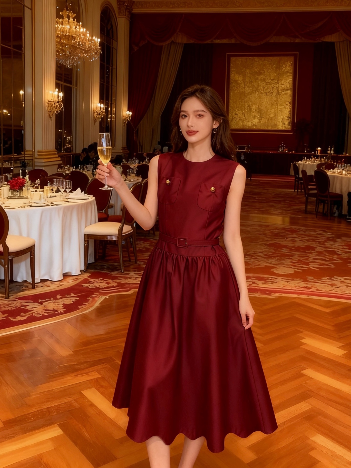 NO:701034,Style number G26010843 Dio* new D family high-end customized silk wool fabric style is crisp and stylish!  Slim-fitting double-pocket gold-button decorated long sleeveless vest dress with large hem and large hem. Banquet dress!  Apricot, red, (M size bust 88, waist 78, skirt length 119), Dior-clothing, dior, dior, dior, skirts,19860909款号G26010843 Dio*新款D家高端定制丝毛面料版型挺括有型！双口袋金色纽扣装饰修身显瘦拼接大裙摆长款无袖背心连衣裙 宴会礼服裙！杏色、红色、 （M码胸围88,腰围78,裙长119）,迪奥-服装,dior,dior,dior,skirts,,Women's clothing