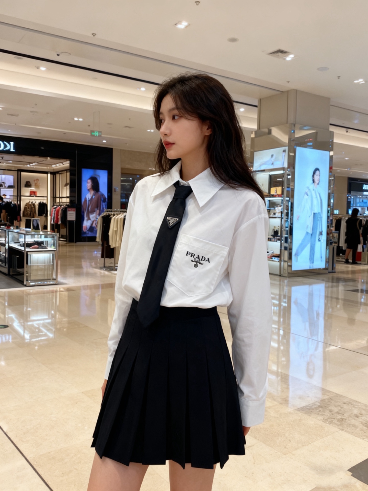 NO:702269,Style No. D26011213 PRAD*A new P’s customized letter logo pocket printing loose and fashionable long-sleeved cotton shirt with tie decoration!  White, (M size shoulder width 46, bust 104, sleeve length 56, front length 70/back center length 73), Prada-clothing, prada, prada, ties,19860909款号D26011213 PRAD*A 新款 P家定制字母logo 口袋印花宽松时尚搭配领带装饰长袖棉衬衣！白色,（M码肩宽46,胸围104,袖长56,前衣长70/后中长73）,普拉达-服装,prada,prada,ties,,Women's clothing