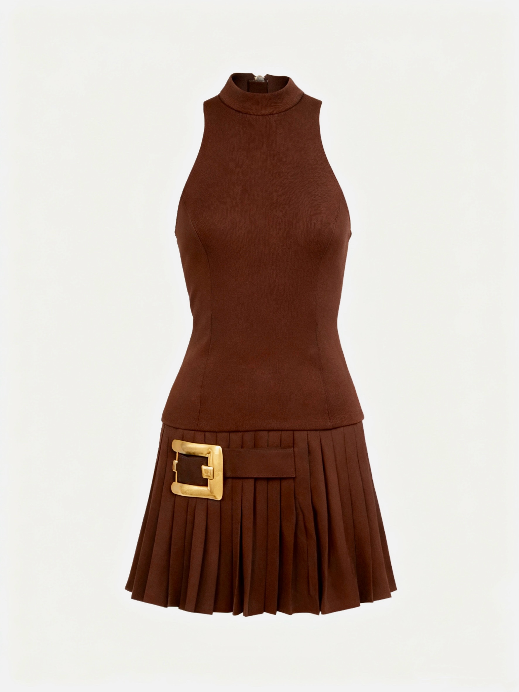 NO:714190,Model No. D26011473 Balmai* Balmai's new style, large golden buttons decorated with pleated skirt, fashionable and age-reducing stand-up collar sleeveless vest dress!  Black, brown, (M size bust 88, skirt length 87), Balmain-clothing, balmain, balmain, skirts,19860909款号D26011473 Balmai*巴曼新款 金色大扣头装饰压褶裙摆时尚减龄立领无袖背心连衣裙！黑色、棕色、 （M码胸围88,裙长87）,巴尔曼-服装,balmain,balmain,skirts,,Women's clothing