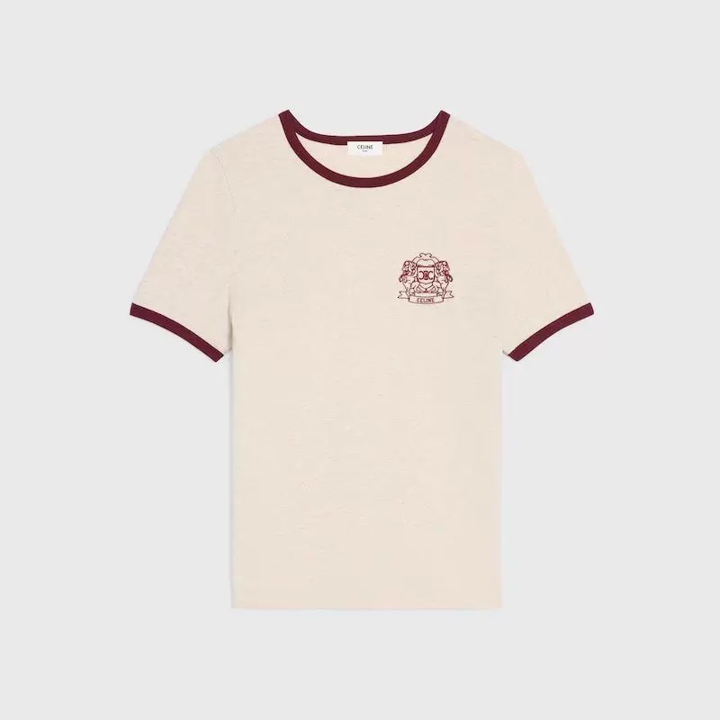 NO:702705,Style number G26011443 CELIN* Celin 2026 spring and summer new high-end customized quality Yu Shuxin's same letter logo embroidery logo contrasting edge fashion versatile round neck short-sleeved T-shirt top!  Apricot, gray, (M size shoulder width 38, bust 94, sleeve length 25, dress length 61) p, Celine-clothing, celine, celine, T-shirt, tees, t-shirt,19860909款号G26011443 CELIN*思琳2026年春夏新款高端定制质量虞书欣同款字母logo刺绣徽标撞色包边时尚百搭圆领短袖t恤上衣！杏色、灰色、（M码肩宽38,胸围94,袖长25,衣长61）p,赛琳-服装,celine,celine,T-shirt,tees，t-shirt,,Women's clothing
