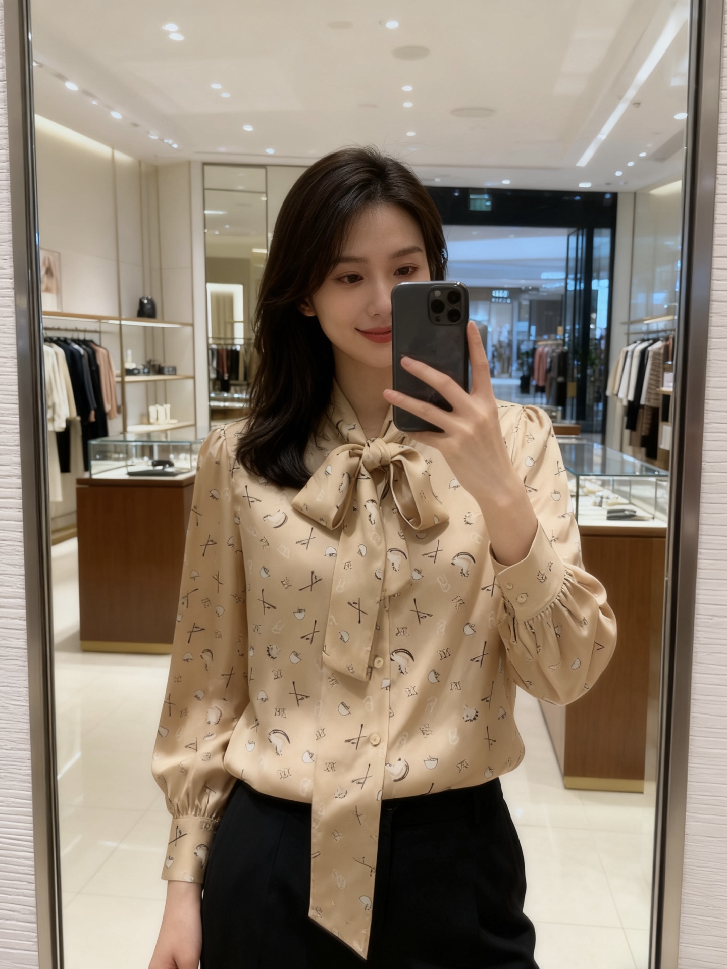 NO:710977,Model No. G26011578 MaxMar*a’s new 2026 zodiac year of the horse limited edition high-end customized high-end heavy mulberry silk twill fabric, all-over pony pattern M letter printing lace-up bow fluttering collar loose temperament long-sleeved silk shirt!  Red, apricot, (M size shoulder width 36, bust 100, sleeve length 61, dress length 66), Maxmara-clothing, real silk,19860909款号G26011578 MaxMar*a新款2026年生肖马年限定款高端定制精品重磅桑蚕丝斜纹绸面料、满幅小马图案M字母印花系带蝴蝶结飘带领宽松气质长袖真丝衬衣！红色、杏色、 （M码肩宽36,胸围100,袖长61,衣长66）,麦丝玛拉-服装,real silk,,Women's clothing