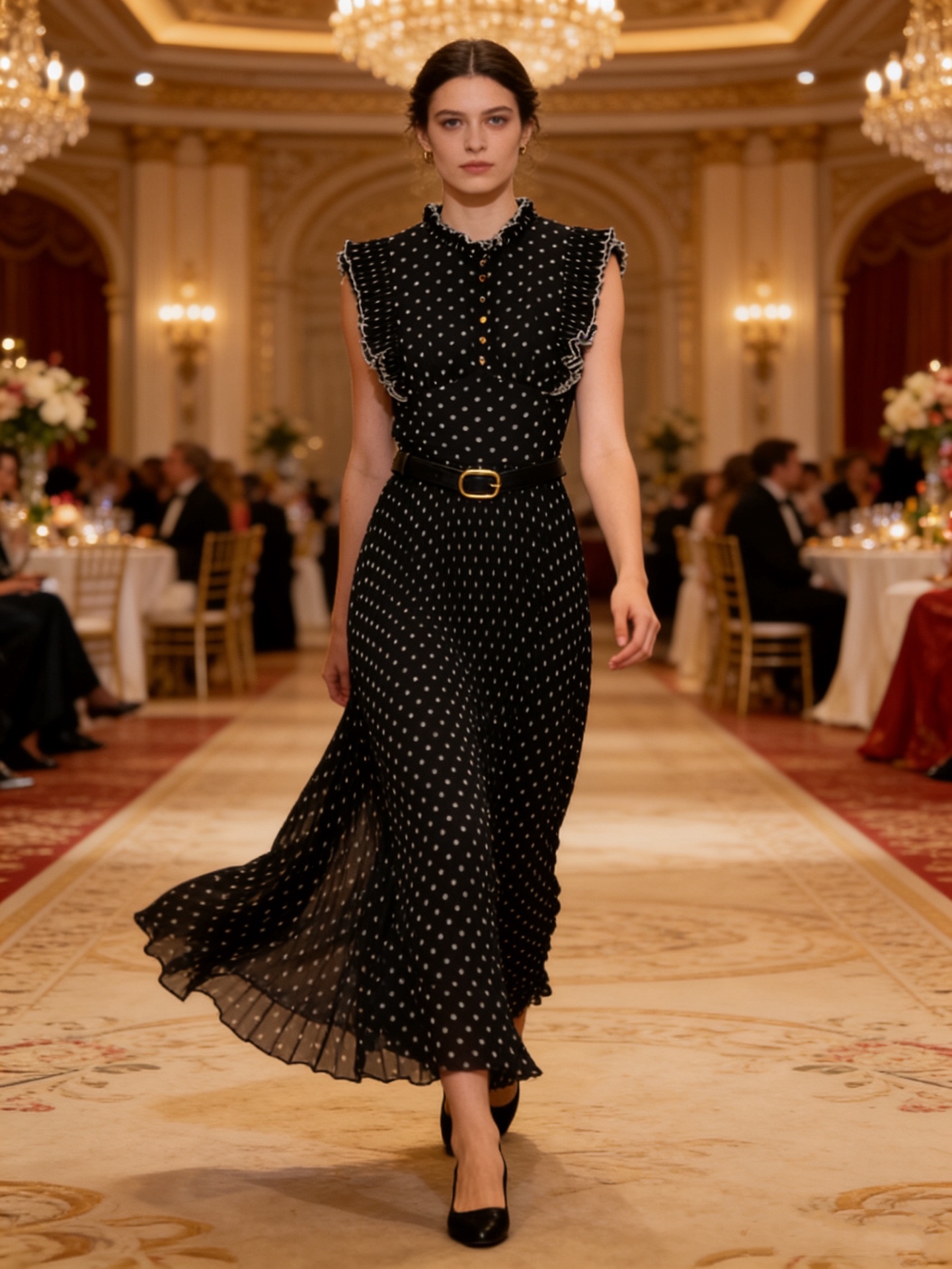 NO:713509,Model No. G26011765 & Dolce & Gabbana DG new high-end customized fabric full body polka dot printing heavy pleated stitching skirt waist slimming flying sleeves long dress!  Black, (S size shoulder width 32, bust 84, waist 70, sleeve length 8, skirt length 128) batch,,Dolce&Gabbana,skirts,19860909款号G26011765 &杜嘉班纳DG新款 高端定制面料满身波点印花重工压褶拼接裙摆收腰显瘦飞飞袖长款连衣裙！黑色, （S码肩宽32,胸围84,腰围70,袖长8,裙长128）批,,Dolce&Gabbana,skirts,,Women's clothing