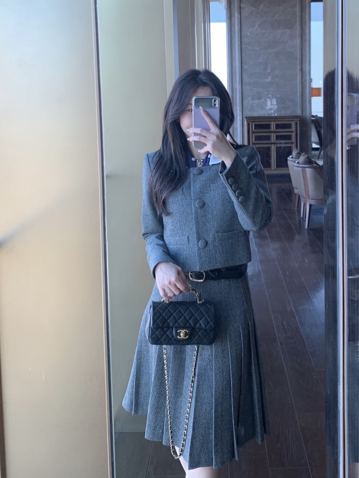 NO:717571,Style No. G26012287 Self-portrai* The new SP family’s high-end customized herringbone wool blend fabric, elegant, commuting, fashionable and versatile, high-waist pleated skirt, mid-length skirt with belt!  (M size waist 66, skirt length 57, skirts,19860909款号G26012287 Self-portrai*新款SP家高端定制人字纹羊毛混纺面料、气质通勤时尚百搭高腰压褶裙摆中长款半身裙配有腰带！ （M码腰围66,裙长57,,skirts,,Women's clothing