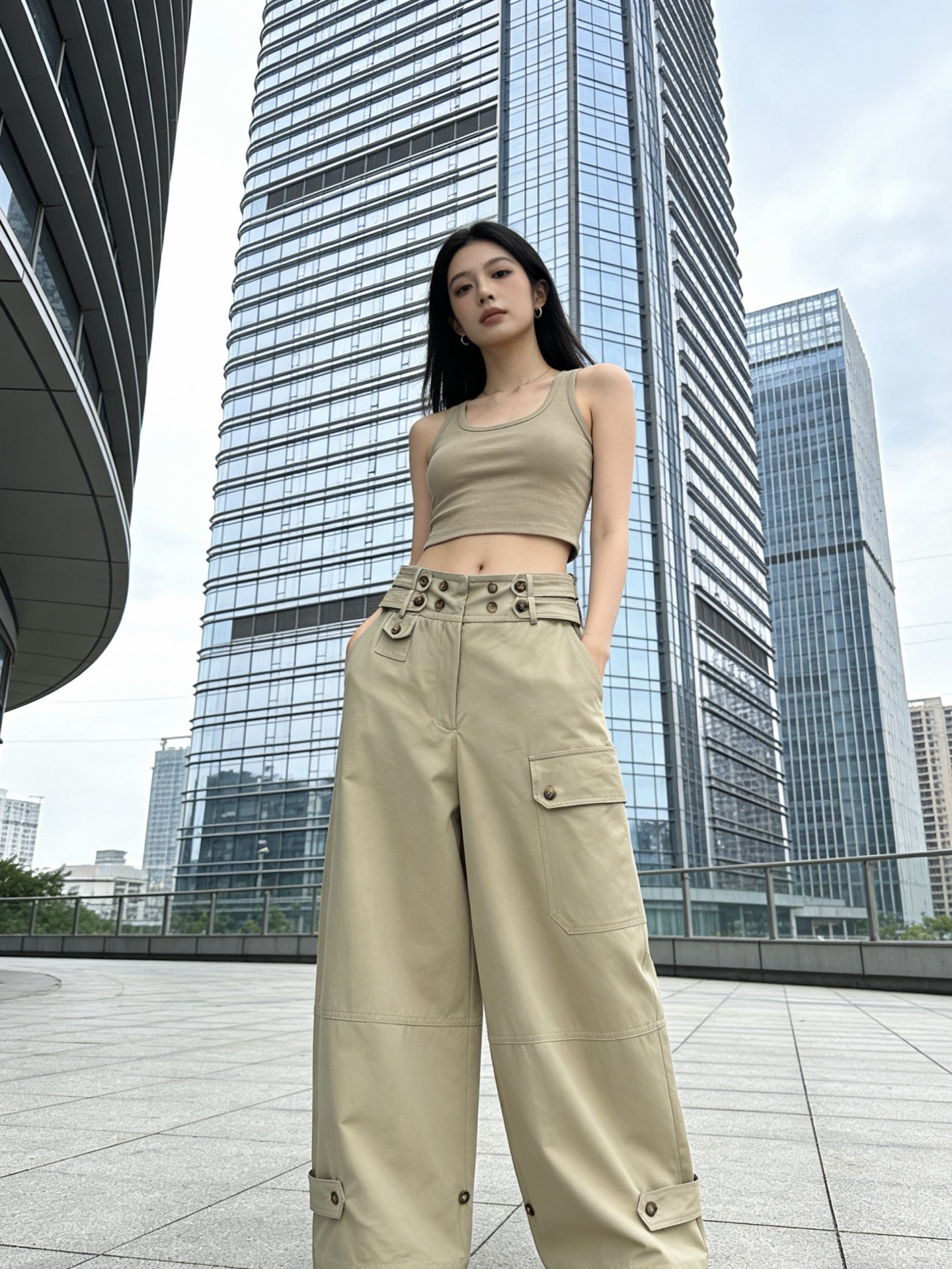 NO:729869,Style No. D26012664 ZIMMERMAN* ZIMMERMAN Australian brand custom-made handsome and fashionable workwear-style large pockets, loose and fashionable wide-leg trousers!  Khaki color, (size M waist 72, pants length 112) hair,,19860909款号D26012664 ZIMMERMAN*兹默曼澳洲品牌 定制帅气时尚工装风大口袋宽松时尚阔腿裤长裤！卡其色, （M码腰围72,裤长112）发,,,Women's clothing