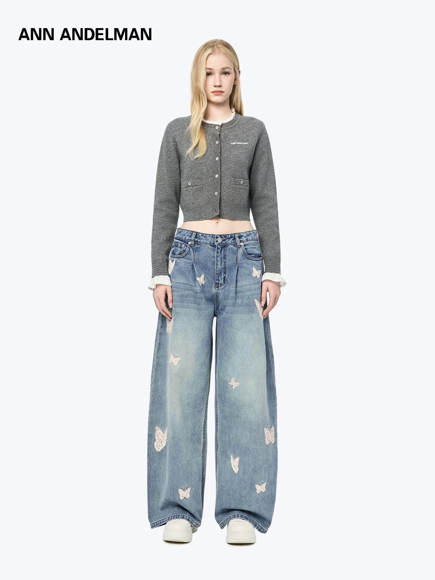 NO:720182,Model No. G26012738 ANN ANDELMA* new model, high-end customized washed cotton fabric with crisp and stylish shape!  Pink butterfly heavily embroidered buttoned zipper fly high waist versatile wide leg scimitar jeans!  Blue, (M size waist 72, hip 98, pants length 106), women's clothing, jeans,19860909款号G26012738 ANN ANDELMA*新款 高端定制洗水棉面料版型挺括有型！粉色蝴蝶重工刺绣系扣拉链门襟高腰百搭阔腿弯刀牛仔裤！蓝色,（M码腰围72,臀围98,裤长106）,女装,jeans,,Women's clothing