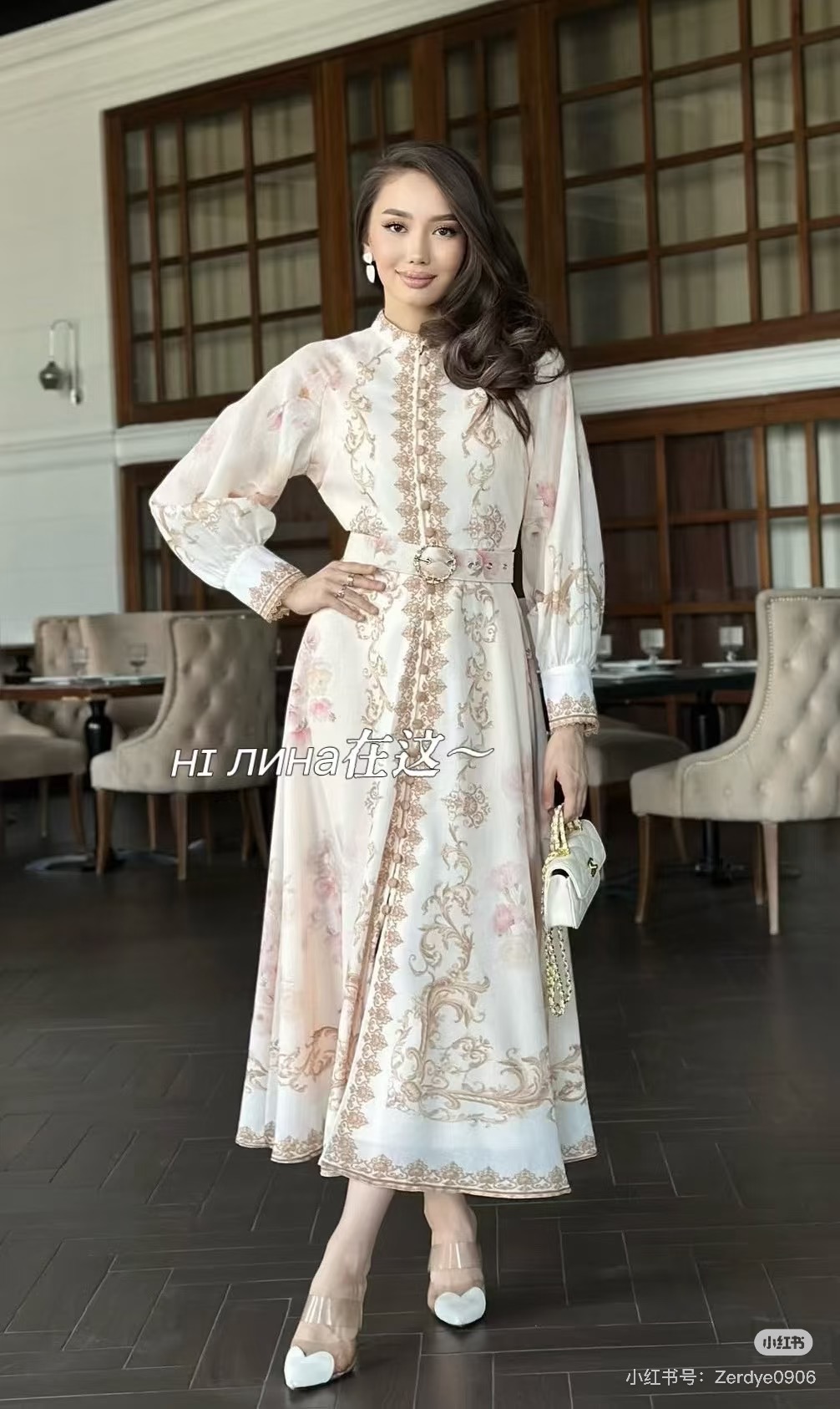 NO:732329,Model number G26012972 ZIMMERMA*N Zimmerman Australian brand high-end customized retro fashion printed single-breasted front waist slimming long stand-up collar long-sleeved dress with belt!  (Size size S bust 88, waist 70, raglan sleeve length 69, skirt length 125) hair,,skirts,19860909款号G26012972 ZIMMERMA*N兹默曼澳洲品牌 高端定制复古时尚印花单排扣前襟收腰显瘦长款立领长袖连衣裙配有腰带！ （S码胸围88,腰围70,连肩袖长69,裙长125）发,,skirts,,Women's clothing