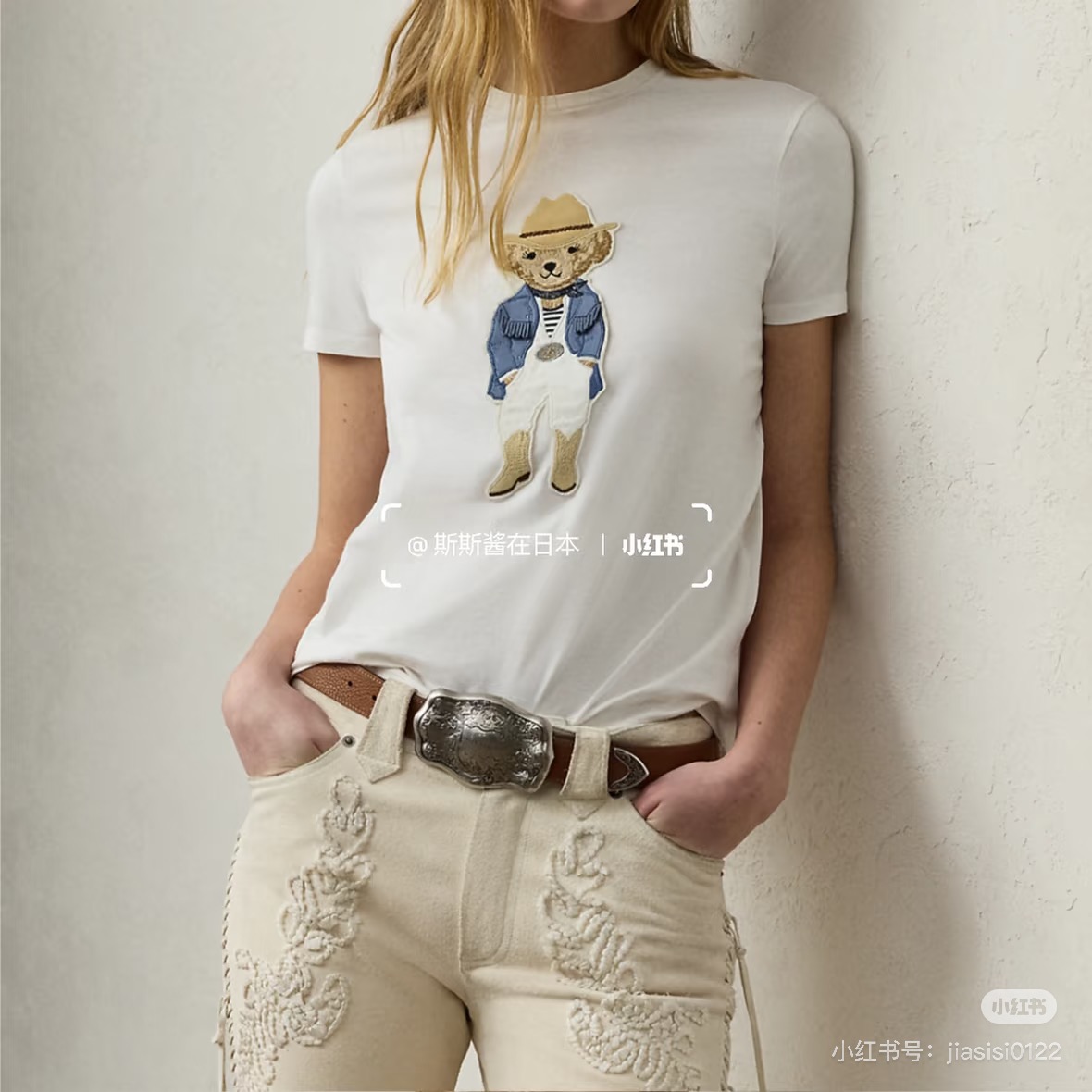 NO:732990,Model No. G26013072 Ralph Laure* Ralph’s new model, high-end customized thin cotton, breathable and soft pure cotton material, blue cowboy hat with pocket embroidered bear pattern, fashionable and versatile round neck short-sleeved T-shirt top!  White, (M size shoulder width 42, chest 92, sleeve length 17, clothing length 63) hair, loro piana, T-shirt, tees, t-shirt, hats,19860909款号G26013072 Ralph Laure*拉夫家新款 高端定制薄棉透气柔软纯棉材质、蓝衣牛仔帽插兜刺绣小熊图案时尚百搭圆领短袖t恤上衣！白色,（M码肩宽42,胸围92,袖长17,衣长63）发,,loro piana,T-shirt,tees，t-shirt,hats,,Women's clothing