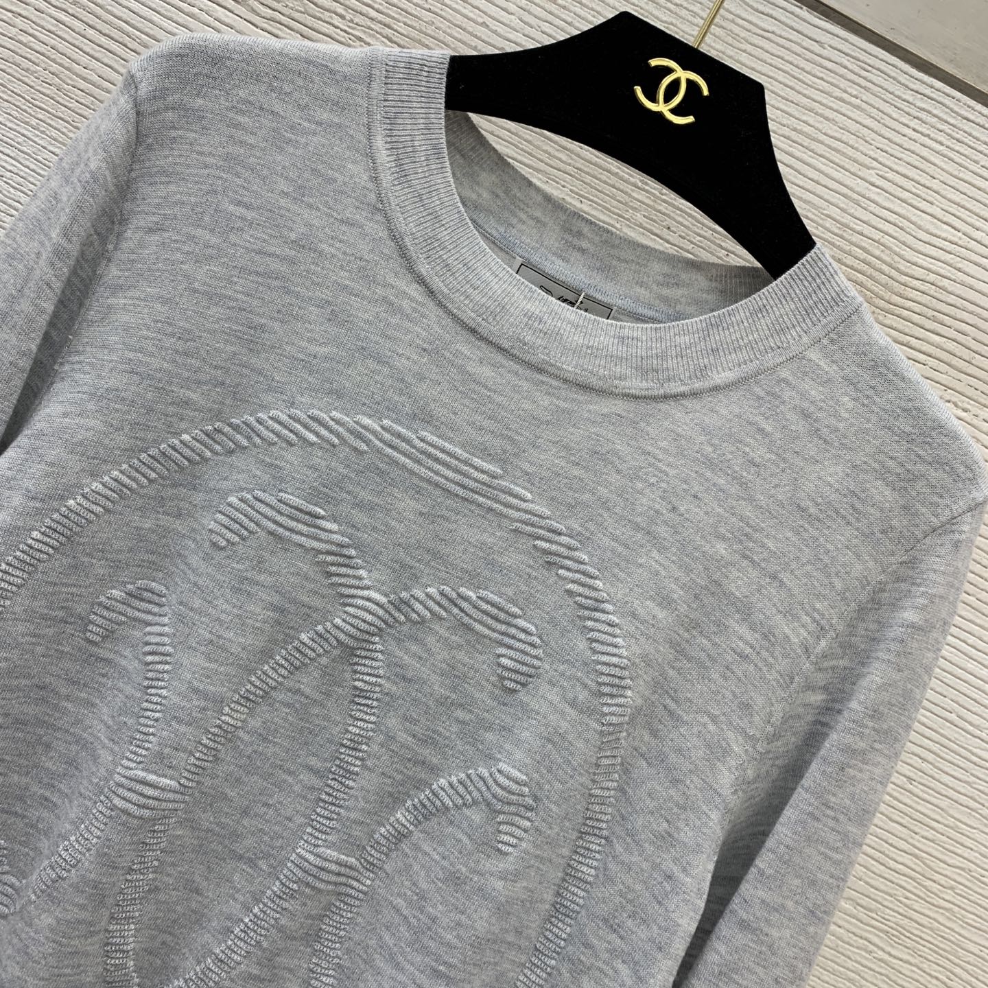 款号G HERME*S新款 高端定制H家圆圈⭕图案提花圆领套头长袖针织衫上衣！灰色、藏蓝色、𝑺 𝑴 𝑳 