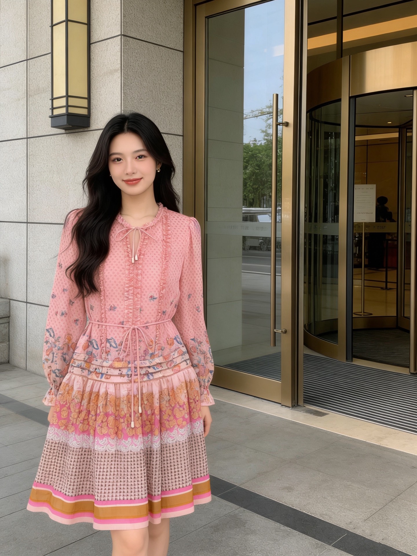 NO:722933,ZIMMERMA*N is a high-end Australian brand customized with thin and elegant fabrics, fungus-edged stitching and lace-up small V-neck loose and fashionable lantern sleeve dress with belt!  (Small size shoulder width 34, bust 88, sleeve length 58, skirt length 90), Zimmerman-clothing, skirts,19860909ZIMMERMA*N 兹默曼澳洲品牌高端定制轻薄飘逸面料、木耳边拼接系带小V领宽松时尚灯笼袖连衣裙配腰带！ （S码肩宽34,胸围88,袖长58,裙长90）,兹默曼-服装,skirts,,Women's clothing