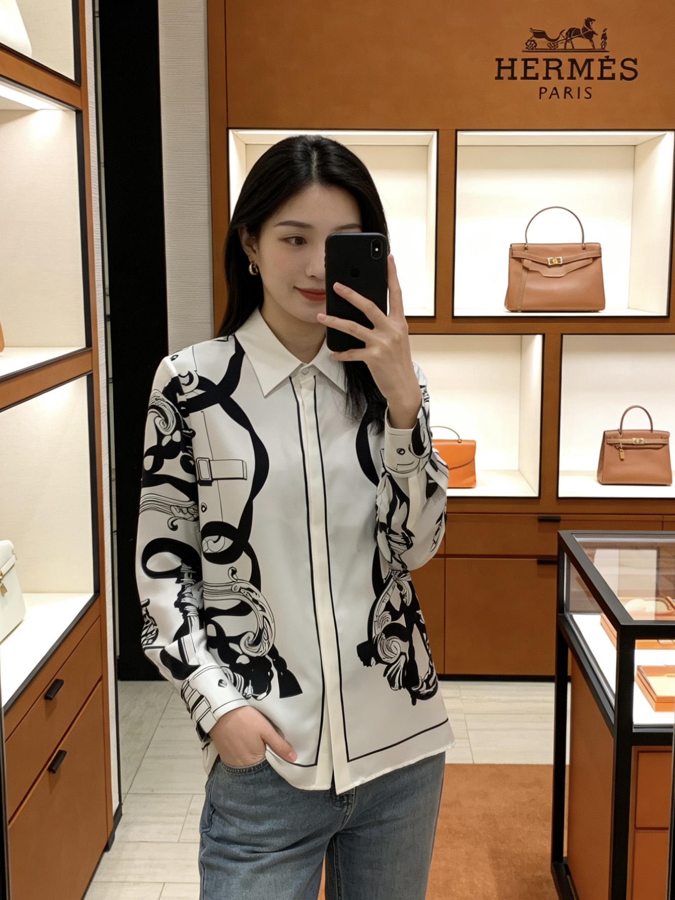 款号G HERMÈ*S新款高端精品定制采用19姆米100%Silk真丝斜纹绸面料、时尚复古图案飘带印花系