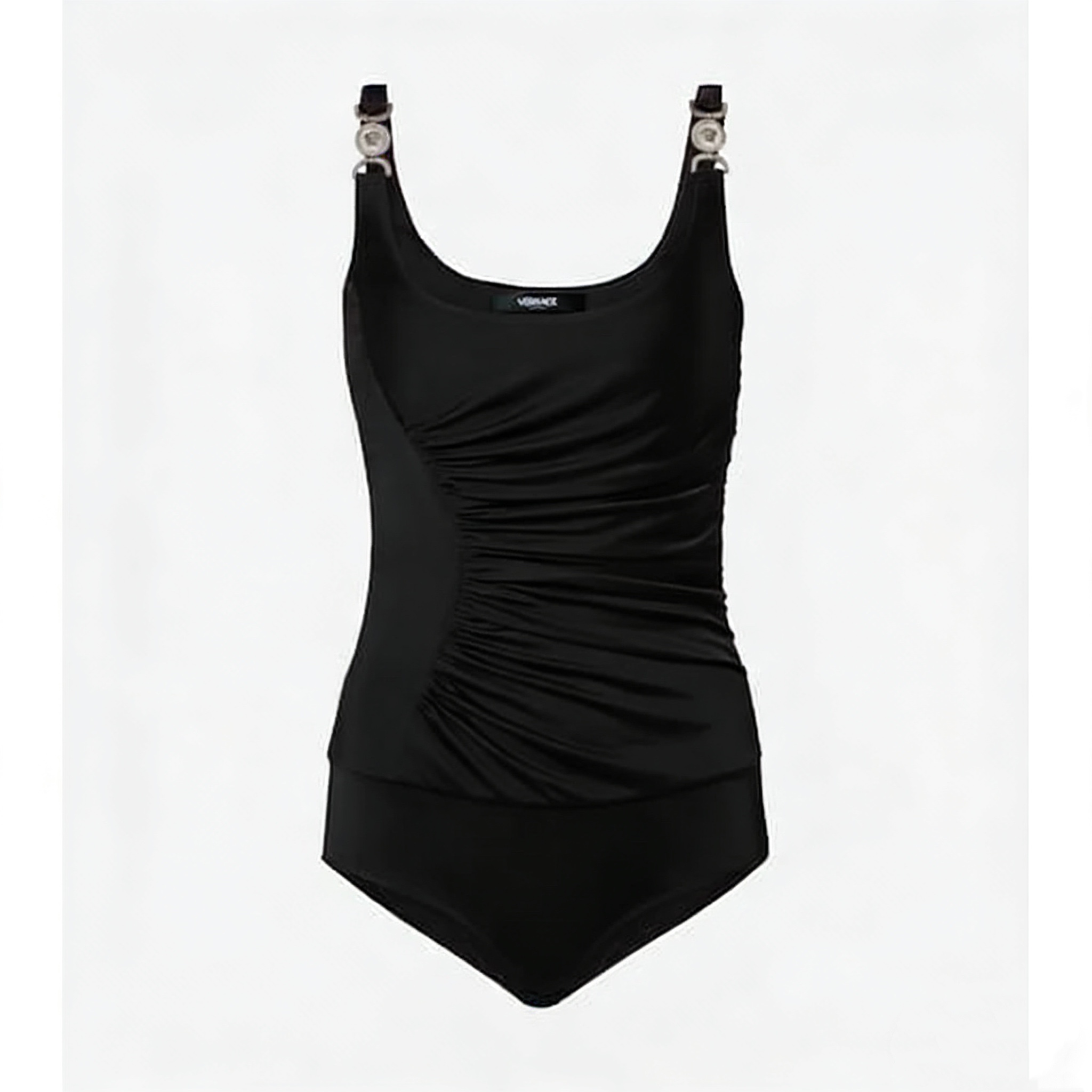 NO:750563,Model No. D26030682 VERSAC* new custom-made high-elastic cotton fabric, pleated stitching Medusa accessories, slim fit jumpsuit, vest and suspender top!  Black, white, burgundy, (M size bust 80, total length 70) hair, versace,19860909款号D26030682 VERSAC*新款定制高弹力棉面料、捏褶拼接美杜莎配件修身显瘦连体衣背心吊带上衣！黑色、白色、酒红、 （M码胸围80,总长70）发,,versace,,Women's clothing