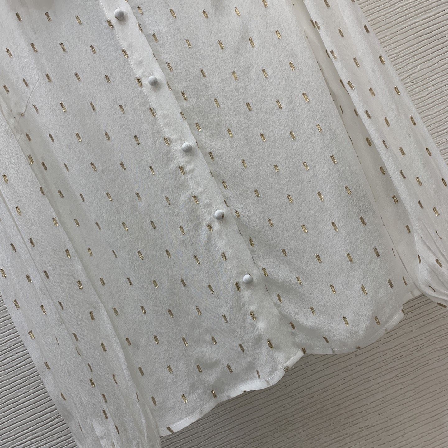 款号G CHANE*L新款 高端定制金线提花荷叶边拼接圆领长袖衬衣！白色、粉色、𝑺 𝑴 𝑳 𝑿𝑳 𝑿𝑿𝑳