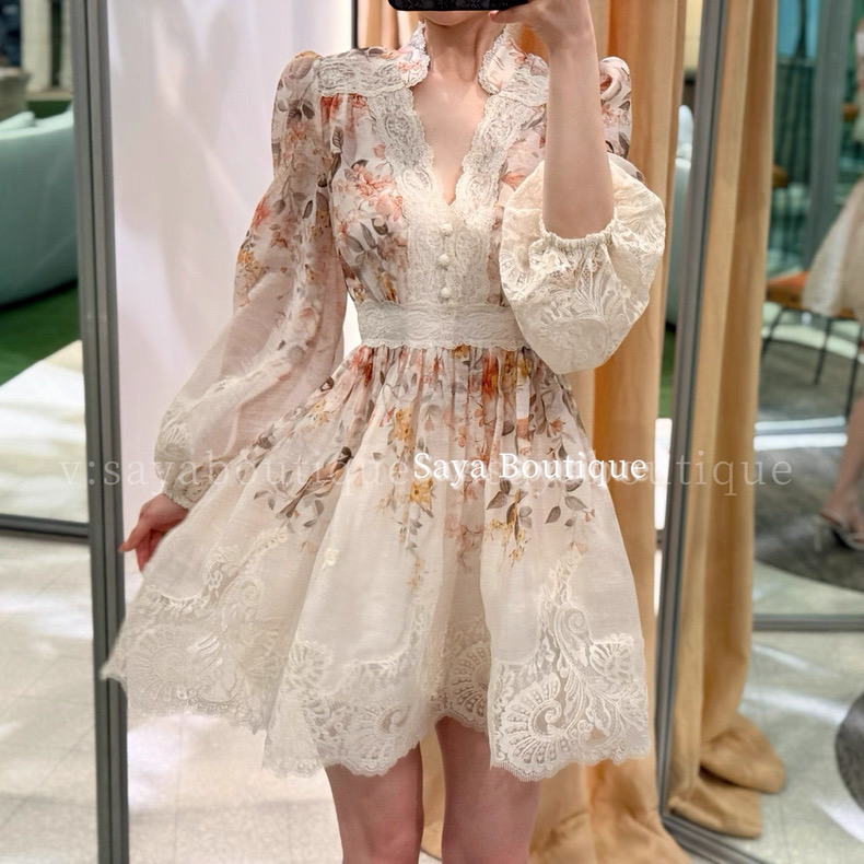 NO:776833,The highest version on the market, the girl inspects the goods, trims the three marks on the threads, and delivers the goods. You can send pictures and take videos. If you want quality and service, please add me on WeChat. We will not accept urgent orders. Model No. G25062615 ZIMMERMAN* ZIMMERMAN Australian brand. High-end customized water-soluble lace splicing, bird branches, flower patterns, printed three-button placket, waist slimming, large skirt, V-neck lantern sleeve dress!  1.2.3.4/SMLXL (size 2 bust 88～92, waist 70, sleeve length 69, skirt length 96), Zimmerman-clothing, skirts,19860909市面最高版本小妹验货、修剪线头上三标、发货可发图及拍视频,要品质要服务的加我微信,不接急单.款号G25062615 ZIMMERMAN*兹默曼澳洲品牌 高端定制水溶蕾丝拼接鸟儿枝头花朵图案印花三粒扣门襟收腰显瘦大裙摆V领灯笼袖连衣裙！1.2.3.4/SMLXL（2码胸围88～92,腰围70,袖长69,裙长96）,兹默曼-服装,skirts,,Women's clothing