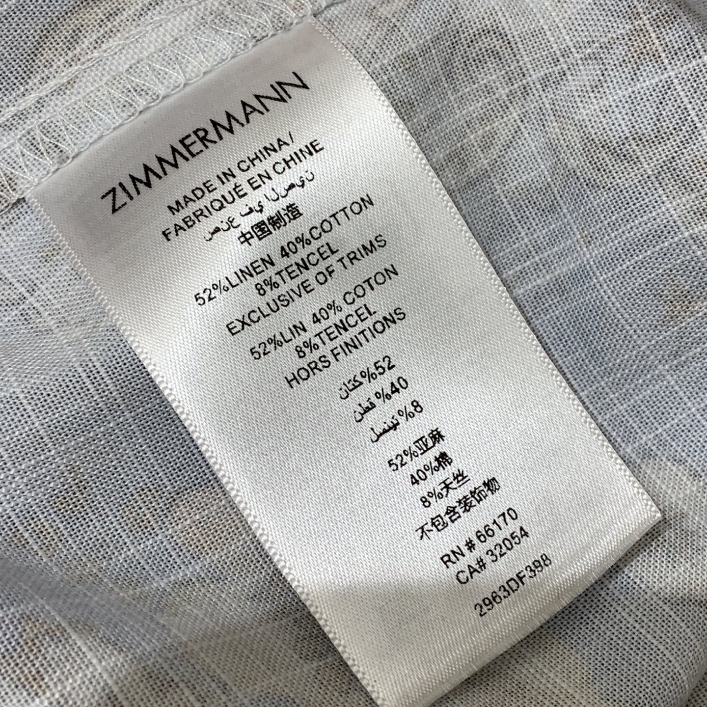 款号G ZIMMERMAN*兹默曼澳洲品牌 高端定制棉麻混纺面料、蓝色系波西米亚度假风复古印花宽松百搭V