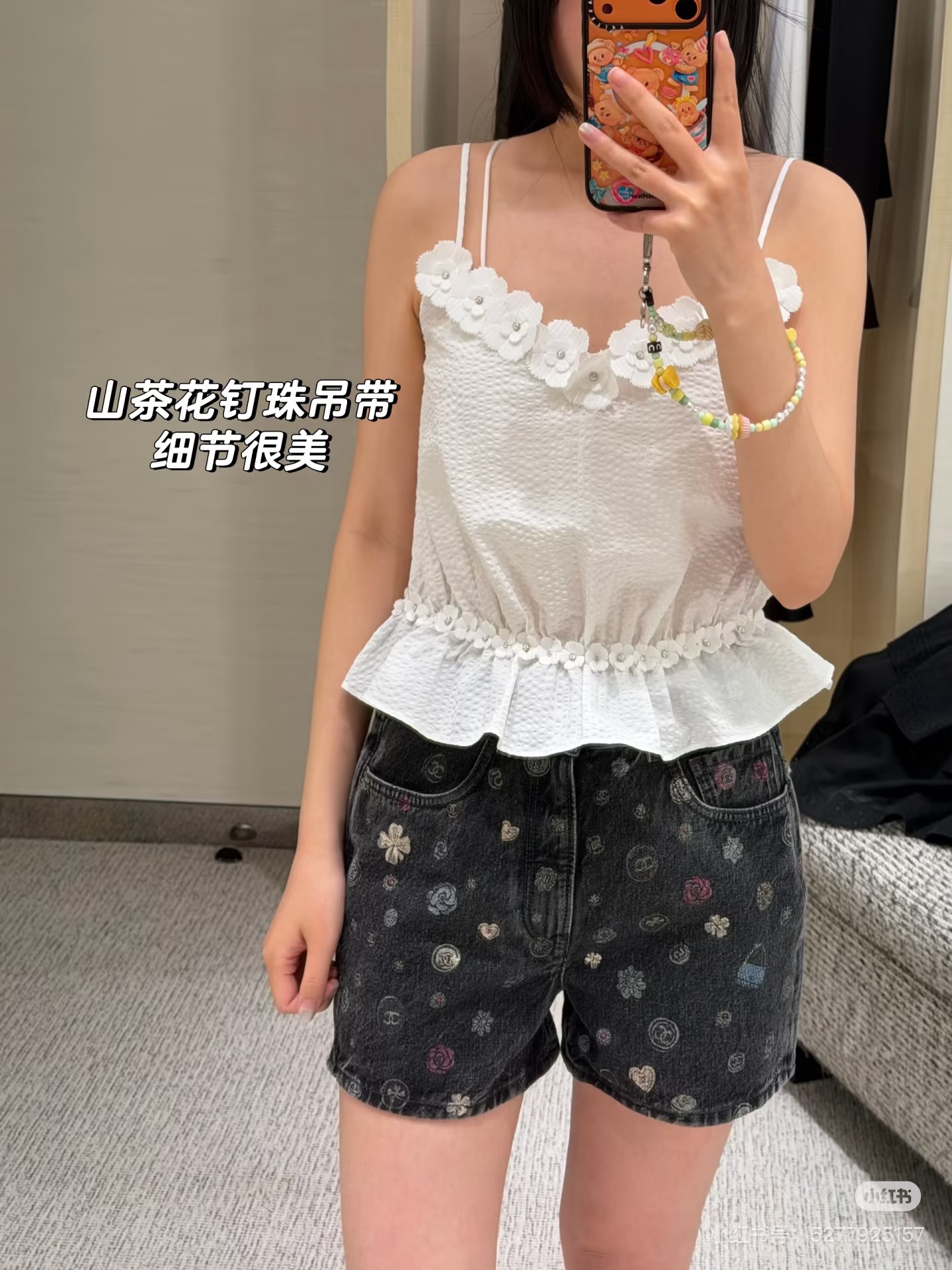 款号G CHANE*L新款高端定制 彩色图案小香包包双C花朵印花高腰显瘦时尚百搭牛仔短裤！36.38.4