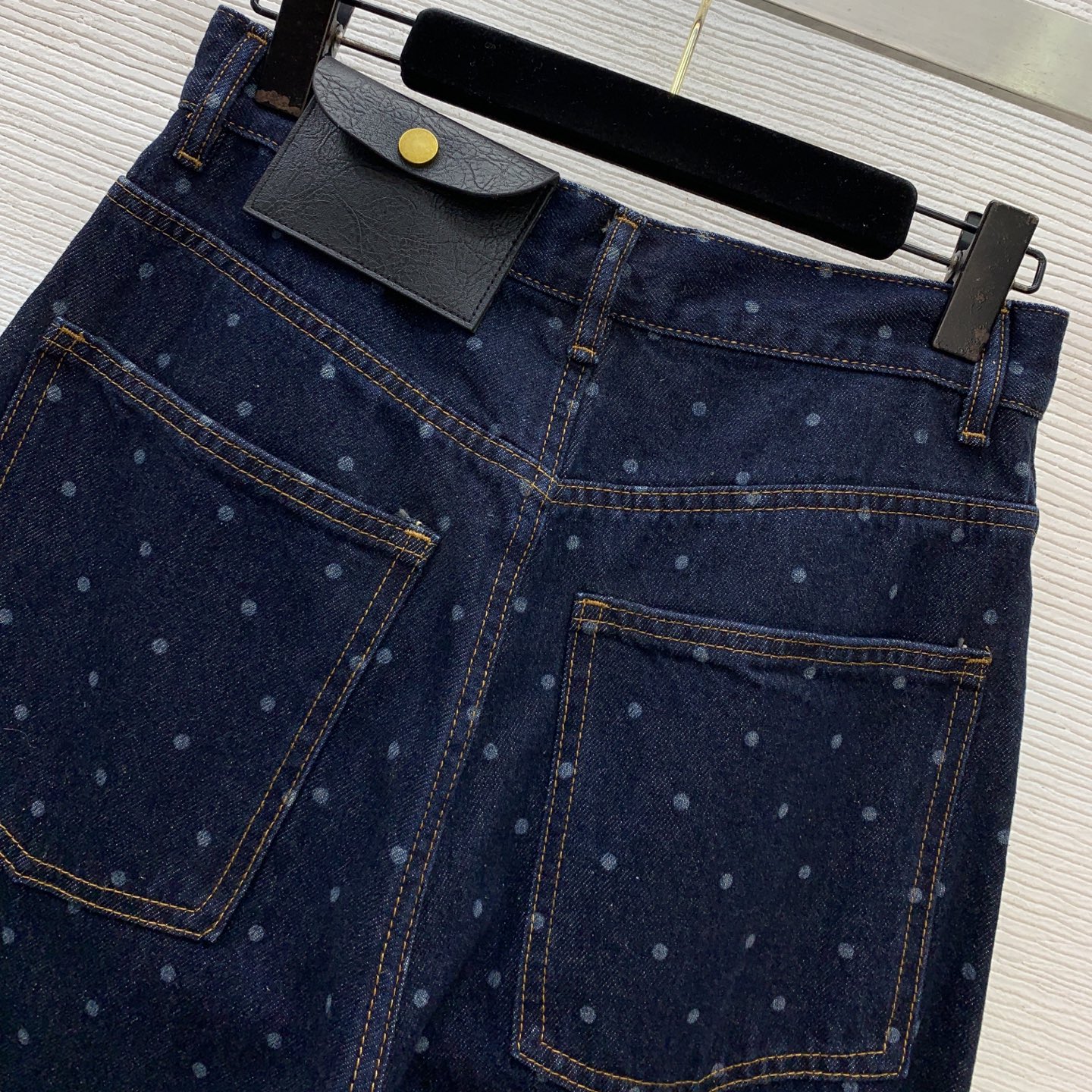 款号G IMMI设计师品牌高端定制洗水牛仔棉面料、时尚百搭洋气波点印花宽松百搭阔腿牛仔裤！深蓝色，𝑺 𝑴