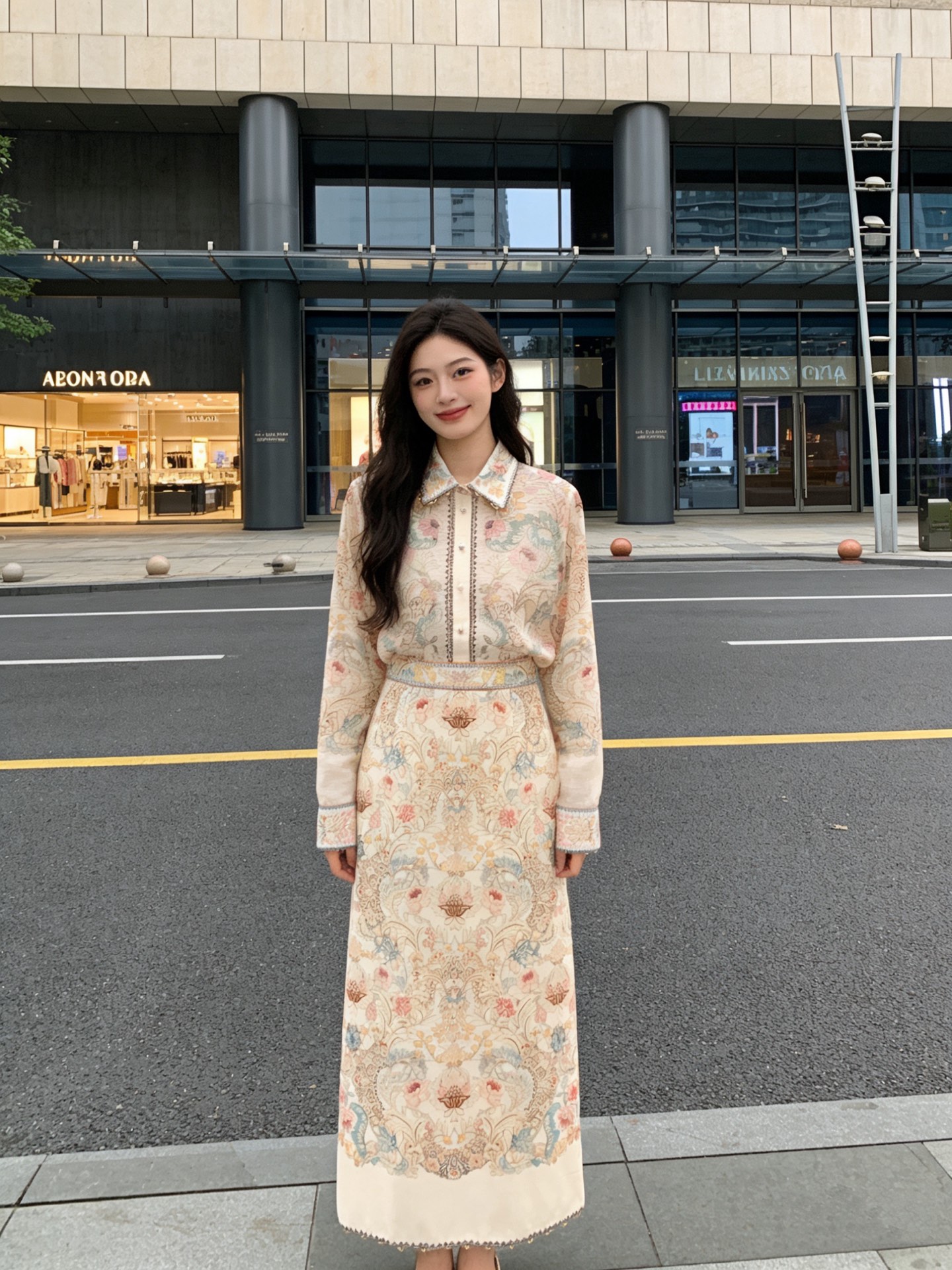 款号D ZIMMERMA*N 兹默曼澳洲品牌高端定制 时尚复古花卉印花钉珠边气质3件套装！系扣门襟翻领长
