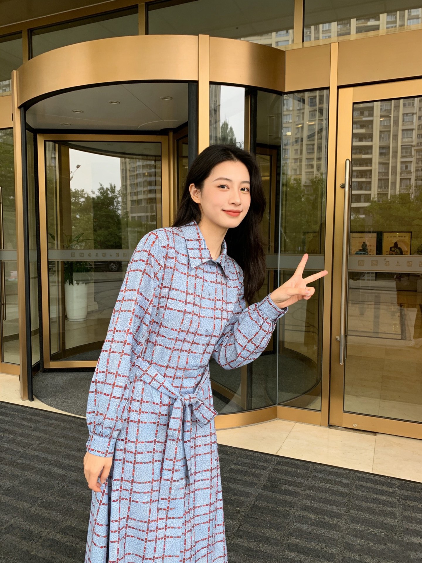 款号D GUCC*新款G家定制字母logo马衔扣印花、宽松时尚单排扣门襟翻领长袖衬衣裙连衣裙！𝑺 𝑴 𝑳