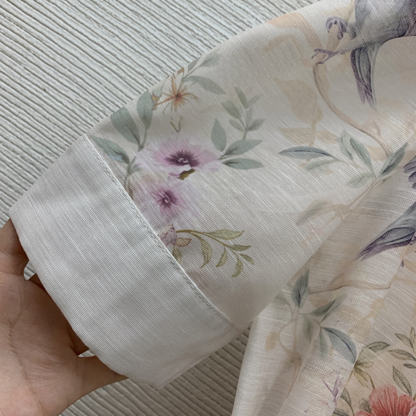 款号G ZIMMERMA*N兹默曼澳洲品牌高端定制 鸟儿枝头花朵图案印花前排扣门襟V领泡泡袖短袖连衣裙➕