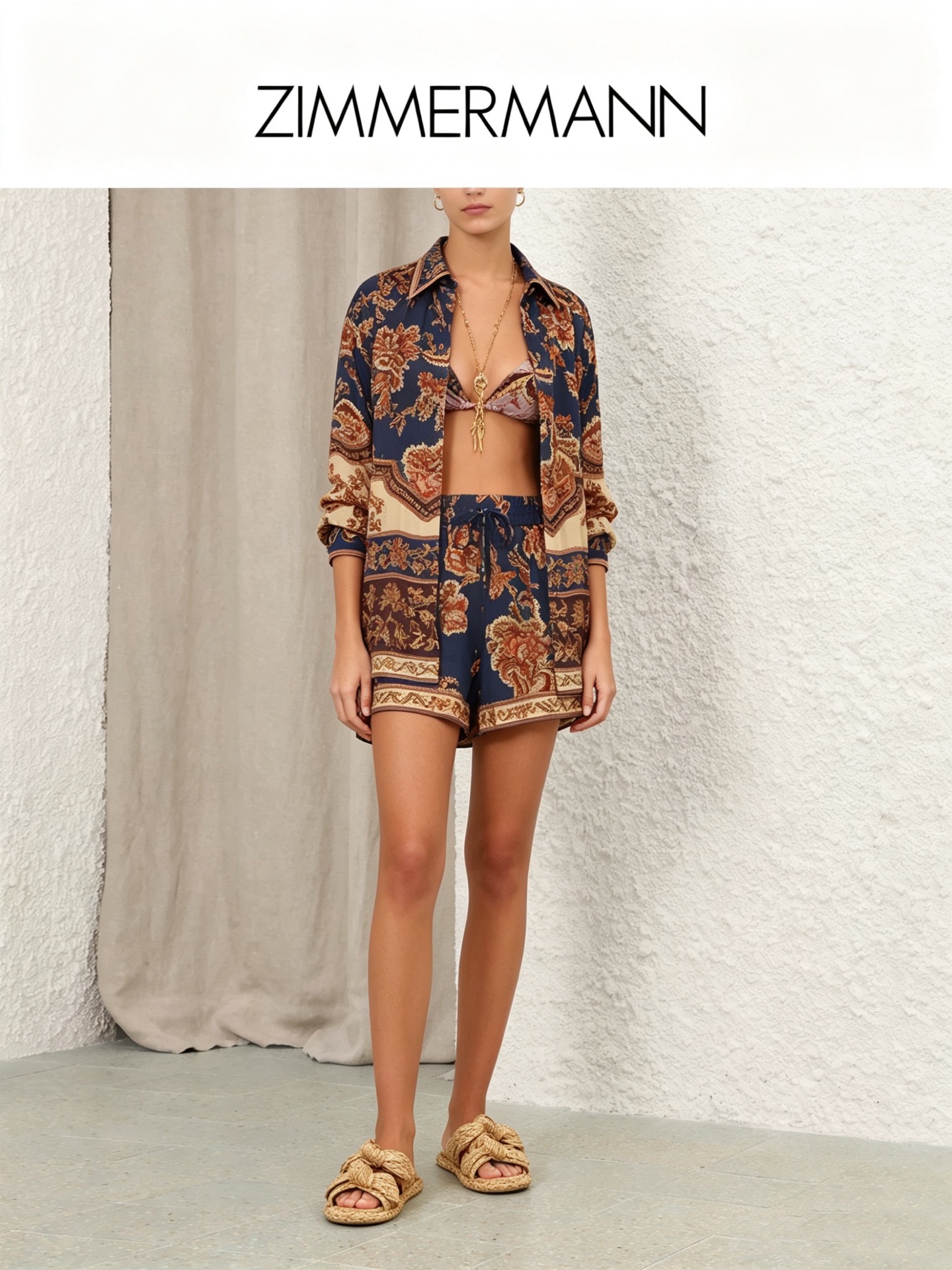 NO:823219,The highest version on the market, the girl inspects the goods, trims the three marks on the threads, pictures the goods and takes videos. If you want quality or service, please add me on WeChat. We do not accept urgent orders. Style number G26050357 ZIMMERMA*N Zimmerman Australian brand resort style retro paisley print silky satin versatile two-piece suit!  Loose fit buttoned lapel long-sleeved shirt top drawstring elastic waist wide-leg shorts (with pockets) 1.2.3.4/SMLXL (size 2 shoulder width 52, bust 106, sleeve length 54, dress length 75; waist 66 elastic, hip 116, pants length 37), Zimmerman-clothing, shorts,19860909市面最高版本小妹验货、修剪线头上三标、货可图及拍视频,要品质要服务的加我微信,不接急单.款号G26050357 ZIMMERMA*N兹默曼澳洲品牌度假风复古佩斯利印花 丝滑缎面百搭两件套装！宽松版系扣翻领长袖衬衣上衣抽绳松紧腰阔腿短裤(有口袋）1.2.3.4/SMLXL（2码肩宽52,胸围106,袖长54,衣长75；腰围66松紧弹力,臀围116,裤长37）,兹默曼-服装,shorts,,Women's clothing